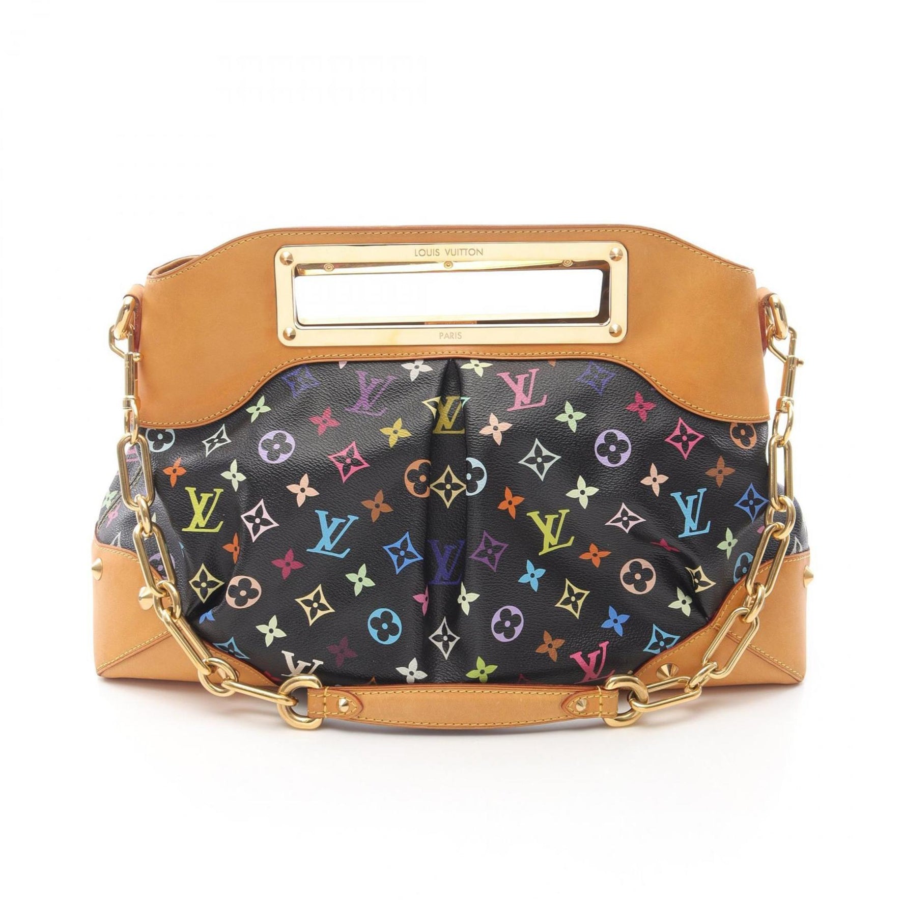 Louis Vuitton Judy GM Shoulder Bag, Handbag, Coated Canvas and Leather, Monogram Multicolore, Black