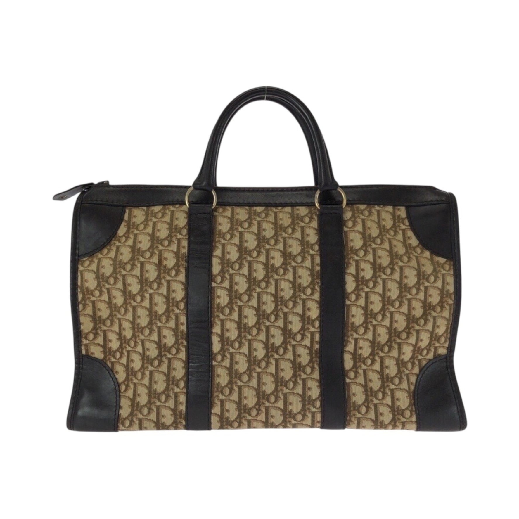 Christian Dior Dior Vintage Trotter Brown/Beige with Gold Hardware, Canvas/Leather Handbag/Boston Bag