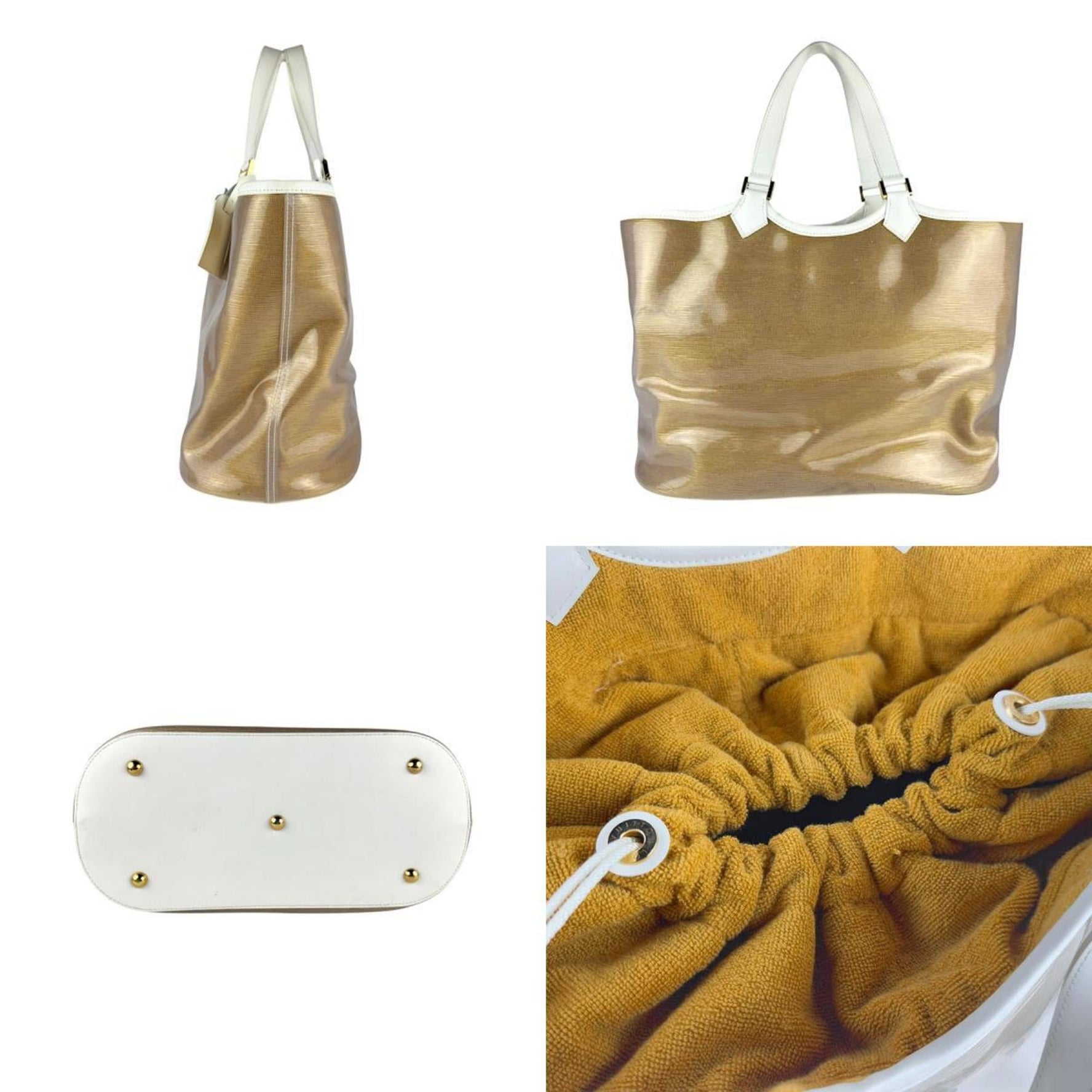 Louis Vuitton Epi Plage Lagoon Bay Leather Handbag in Gold and White, Men's