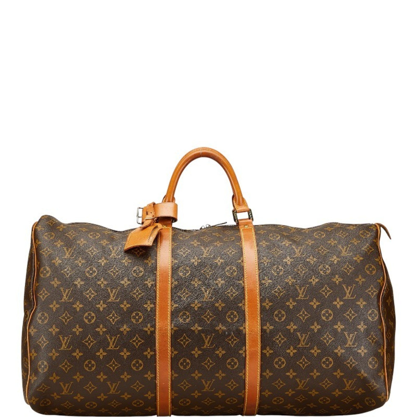 Louis Vuitton Monogram Keepall 60 Boston Bag/Travel Bag Brown Leather LOUIS VUITTON