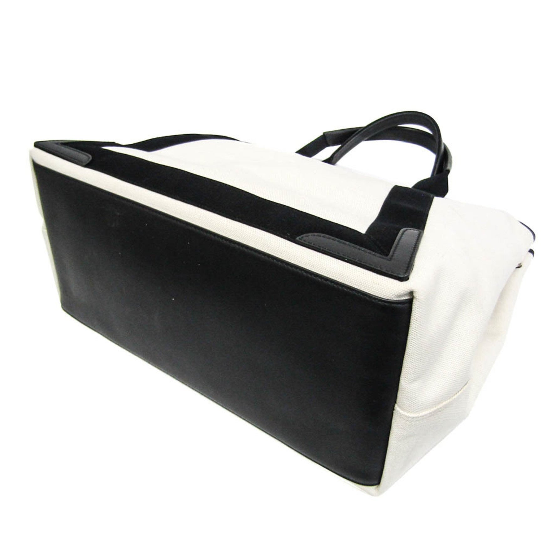 Balenciaga Navy Cabas M Men,Women Canvas,Leather Handbag,Tote Bag Black,Off-white
