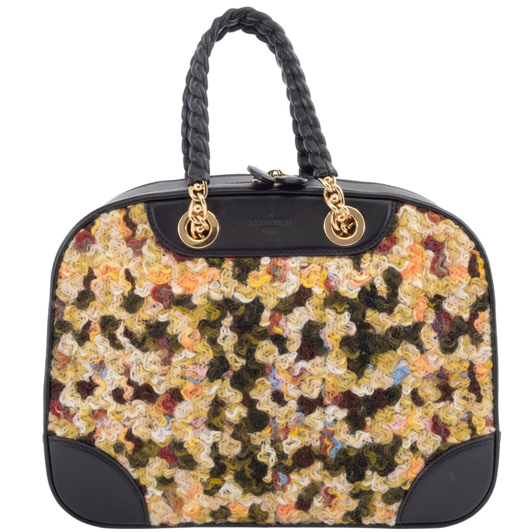 Louis Vuitton Bowling Vanity Handbag Black Calf Wool