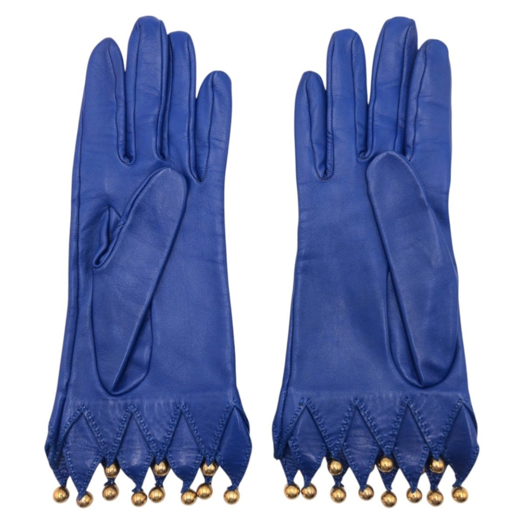 HERMES Blue Leather Gloves