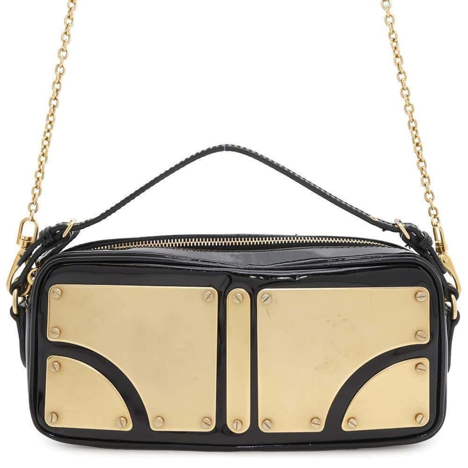 Miu Miu Miu handbag metal plate patent MIUMIU chain shoulder
