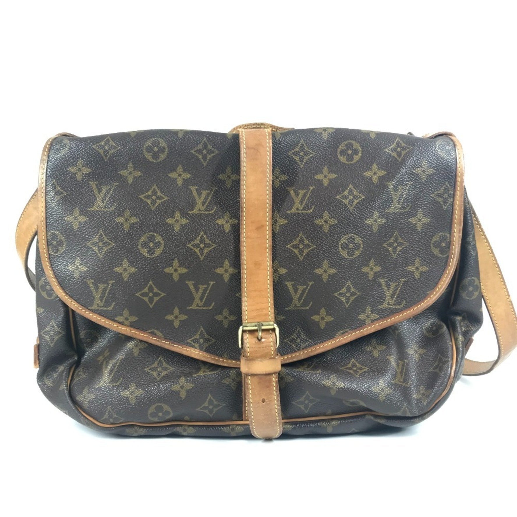 LOUIS VUITTON Monogram Saumur GM Shoulder Bag with Flap, Canvas
