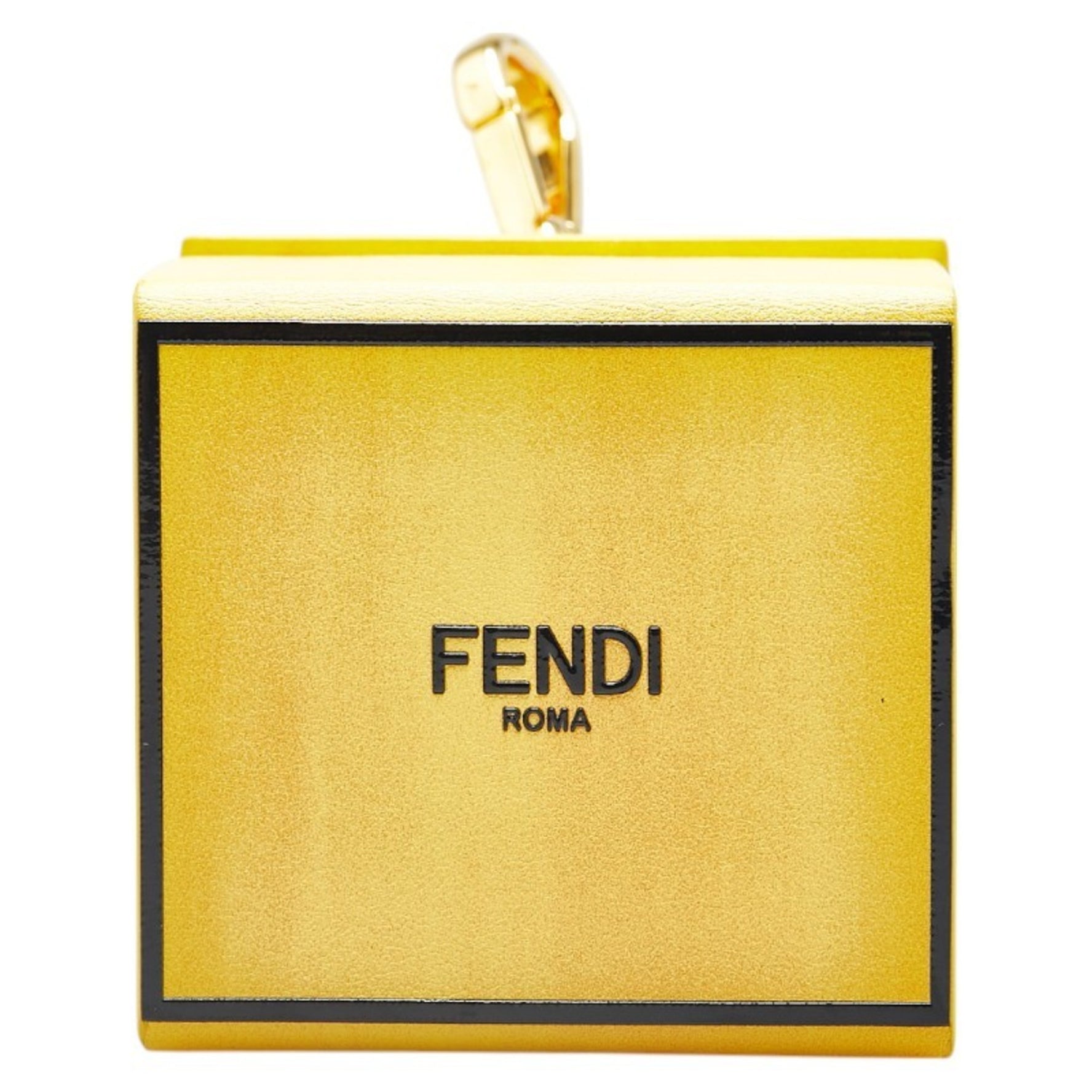 FENDI Mini Box Charm Keychain 7AR894 Yellow Leather Women's