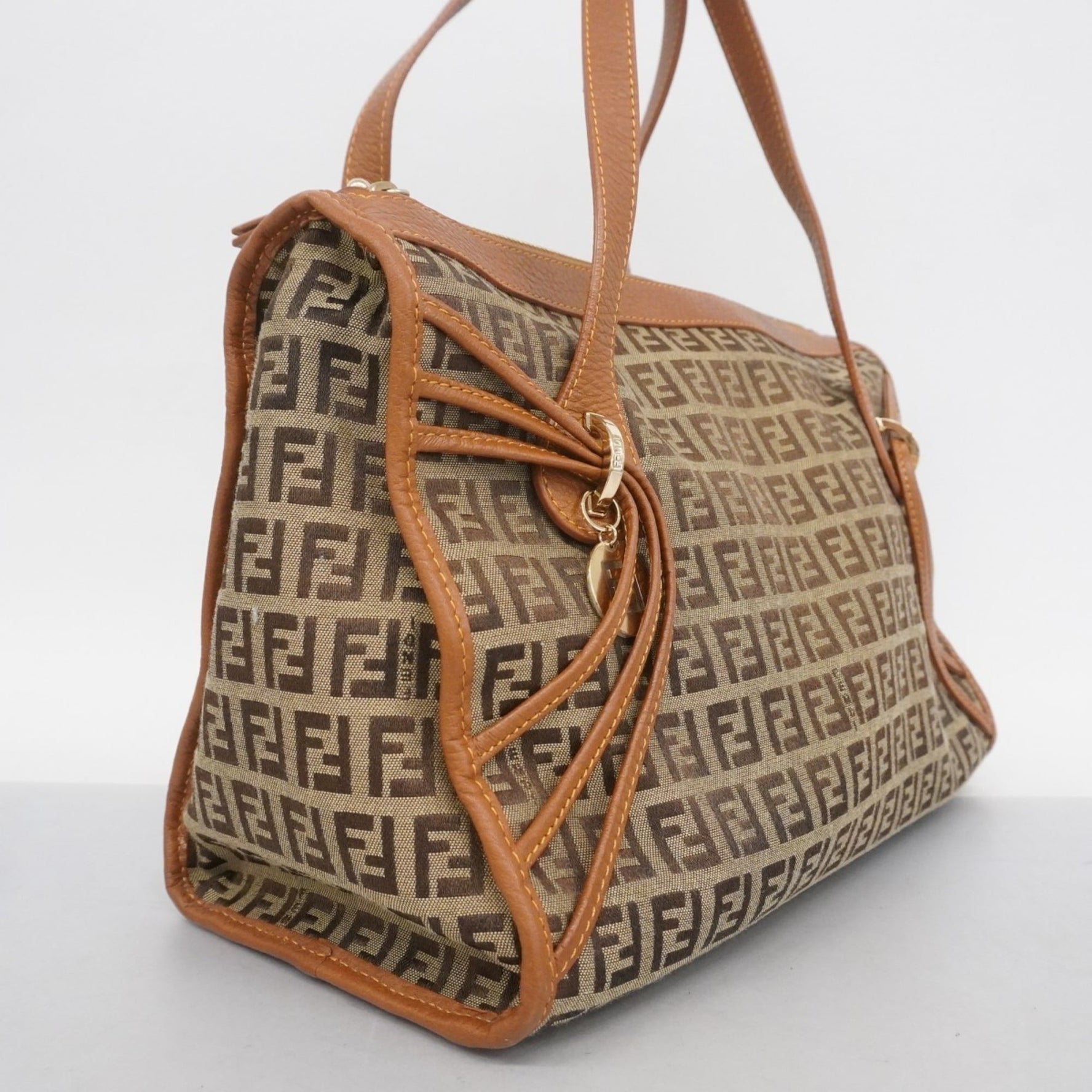 Fendi tote bag in nylon canvas, beige, light brown, and champagne.