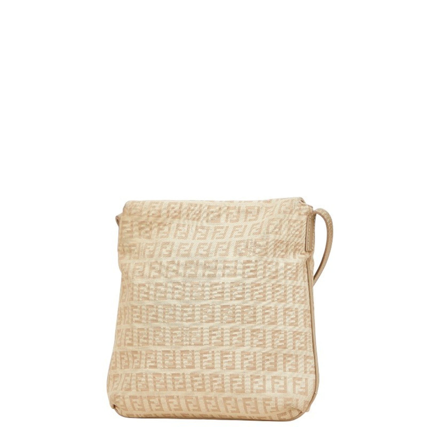 Fendi Zucchino Shoulder Bag Canvas and Leather