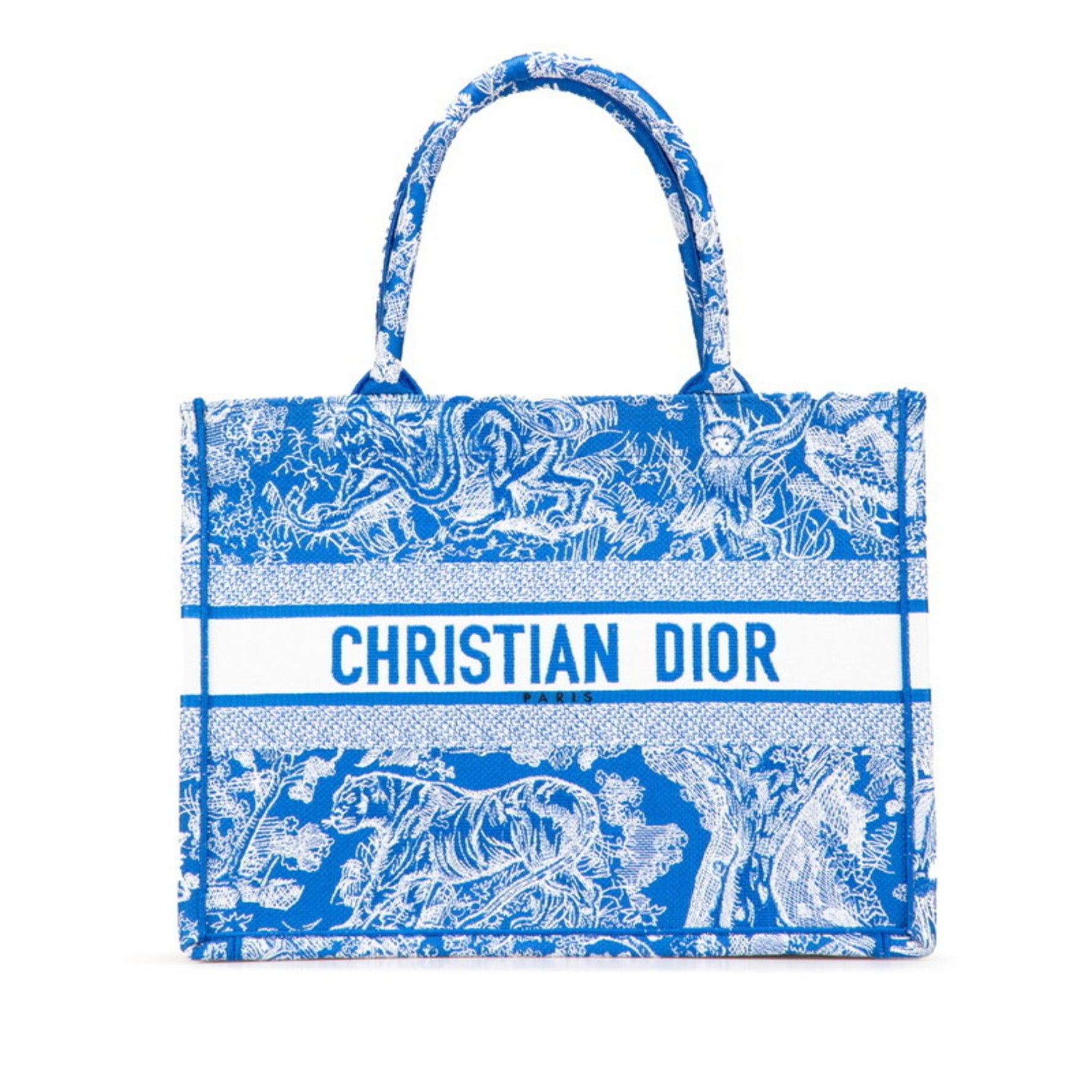 Christian Dior Dior Toile de Jouy Embroidered Book Tote Medium Bag Canvas