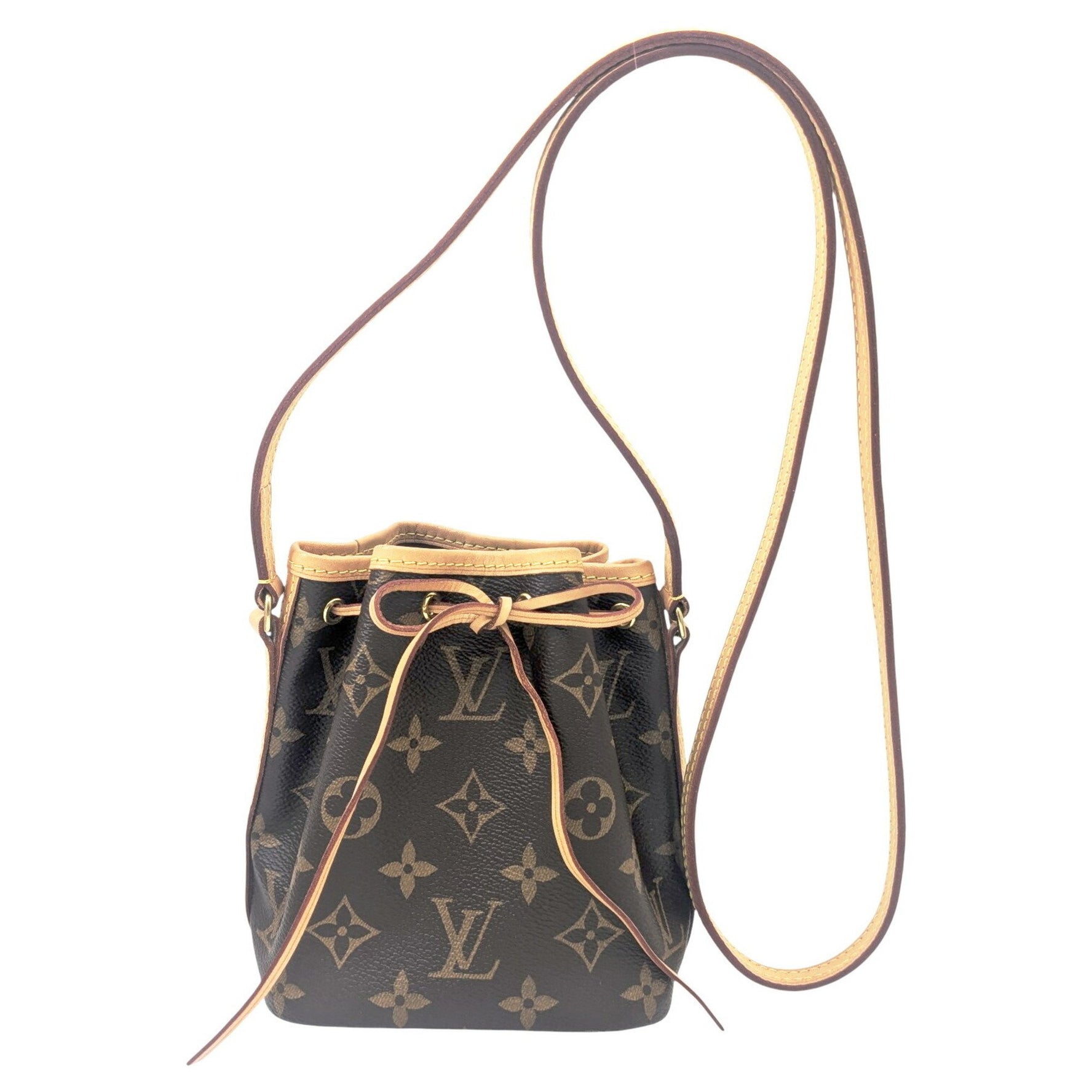 LOUIS VUITTON Monogram Nano Noe Shoulder Bag, Brown Leather
