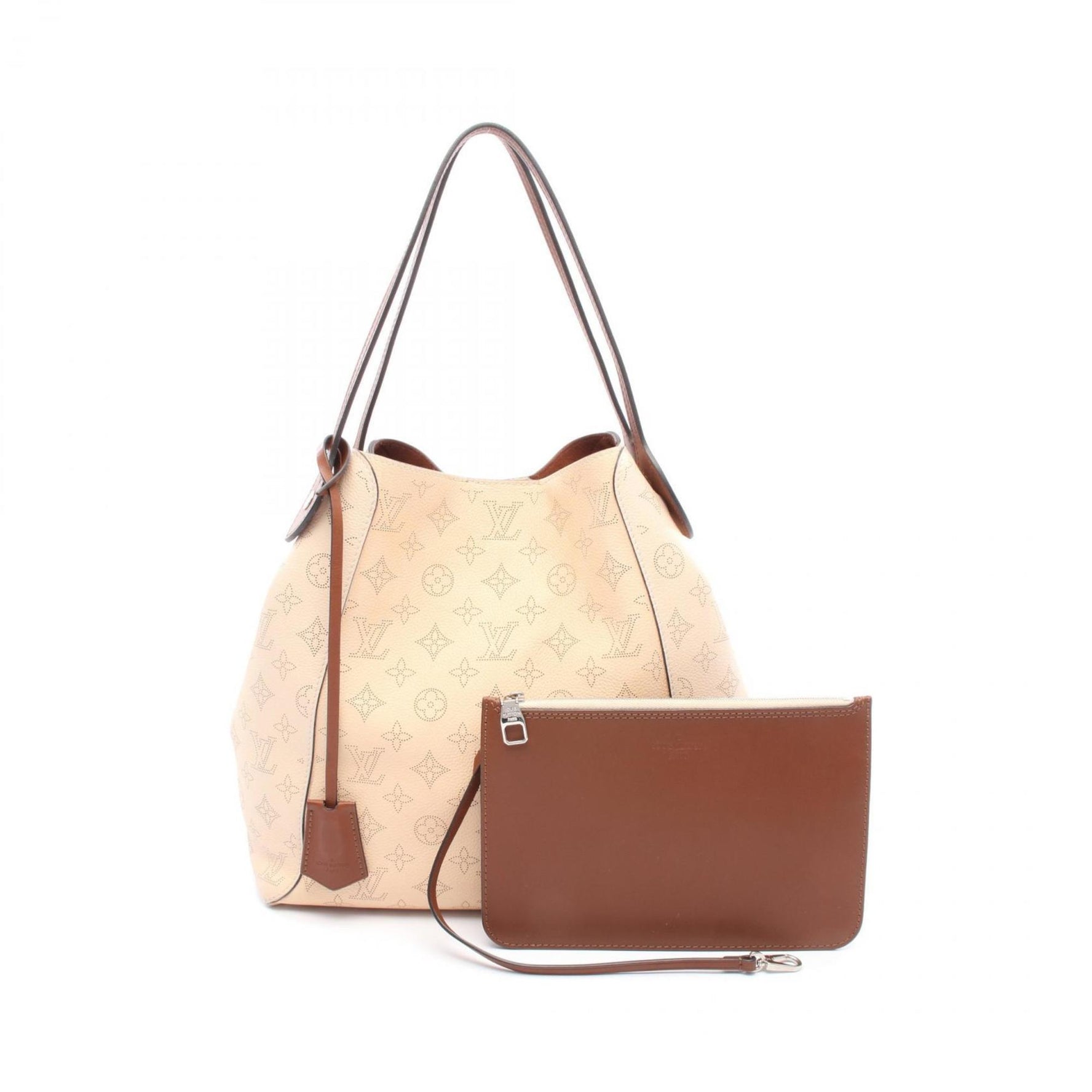 Louis Vuitton Hina MM Tote Bag Leather Mahina Beige Brown