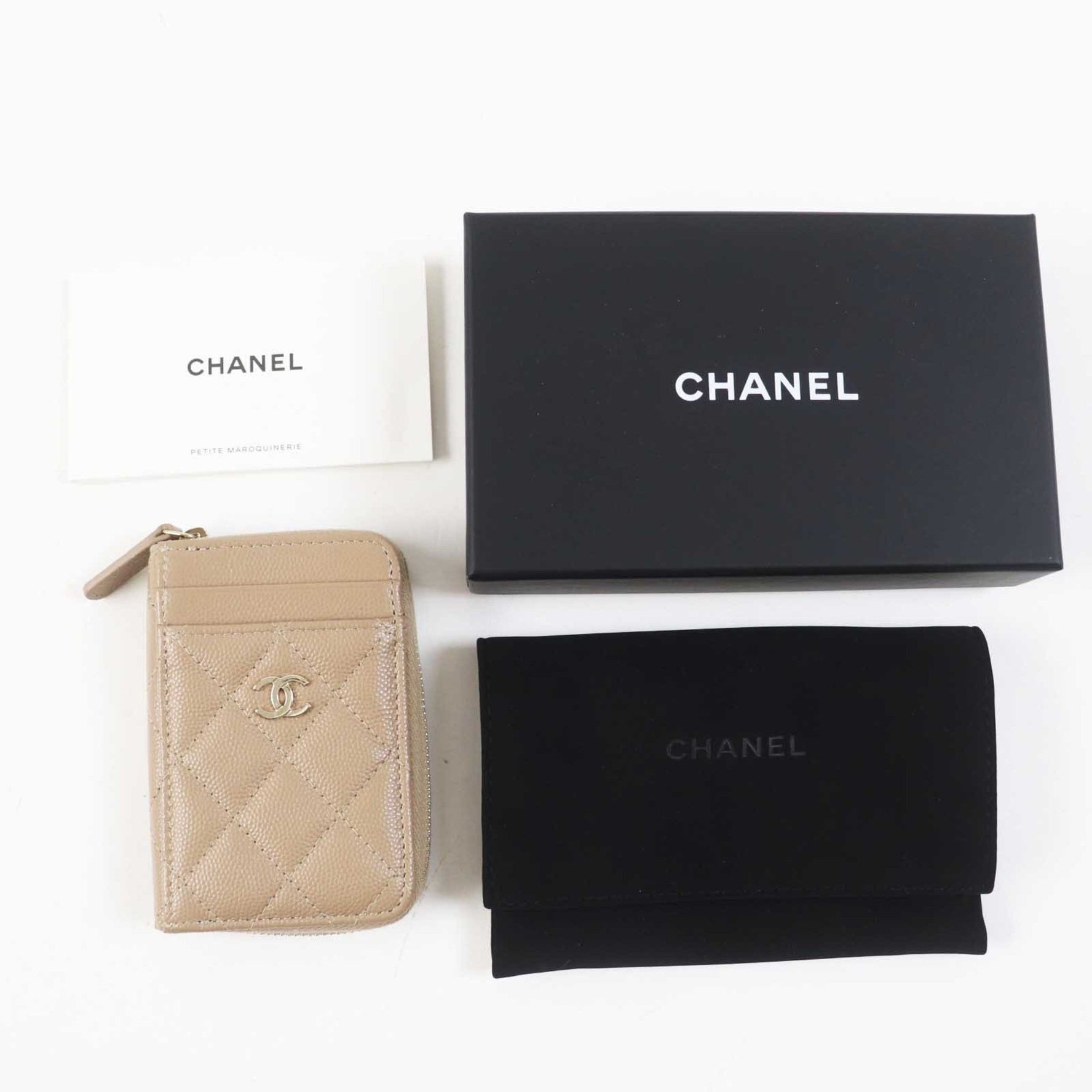 CHANEL Timeless Classic Caviar Leather Coin Purse/Wallet/Coin Case, Gold Hardware, Box and Dust Bag Included, Made in Italy