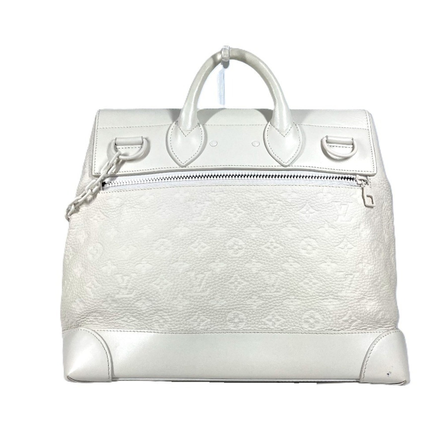 Louis Vuitton Monogram Taurillon Steamer PM Tote Bag Shoulder Handbag Leather Men's Blanc White