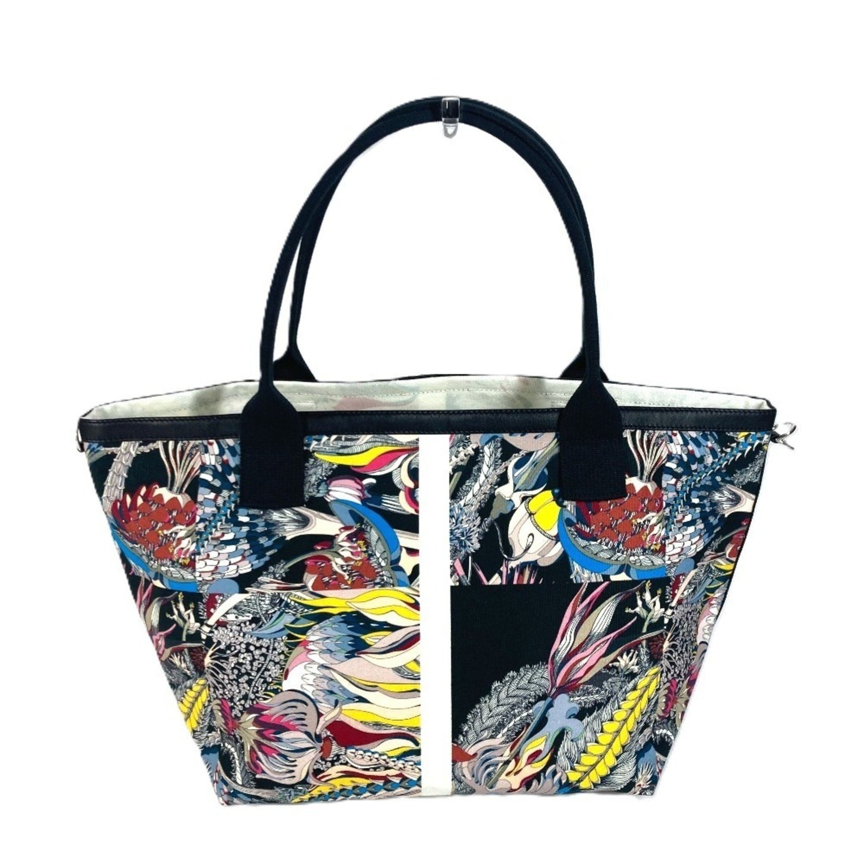 HERMES Petit H All-over Pattern Bag Shoulder Handbag Tote Canvas Men's Black