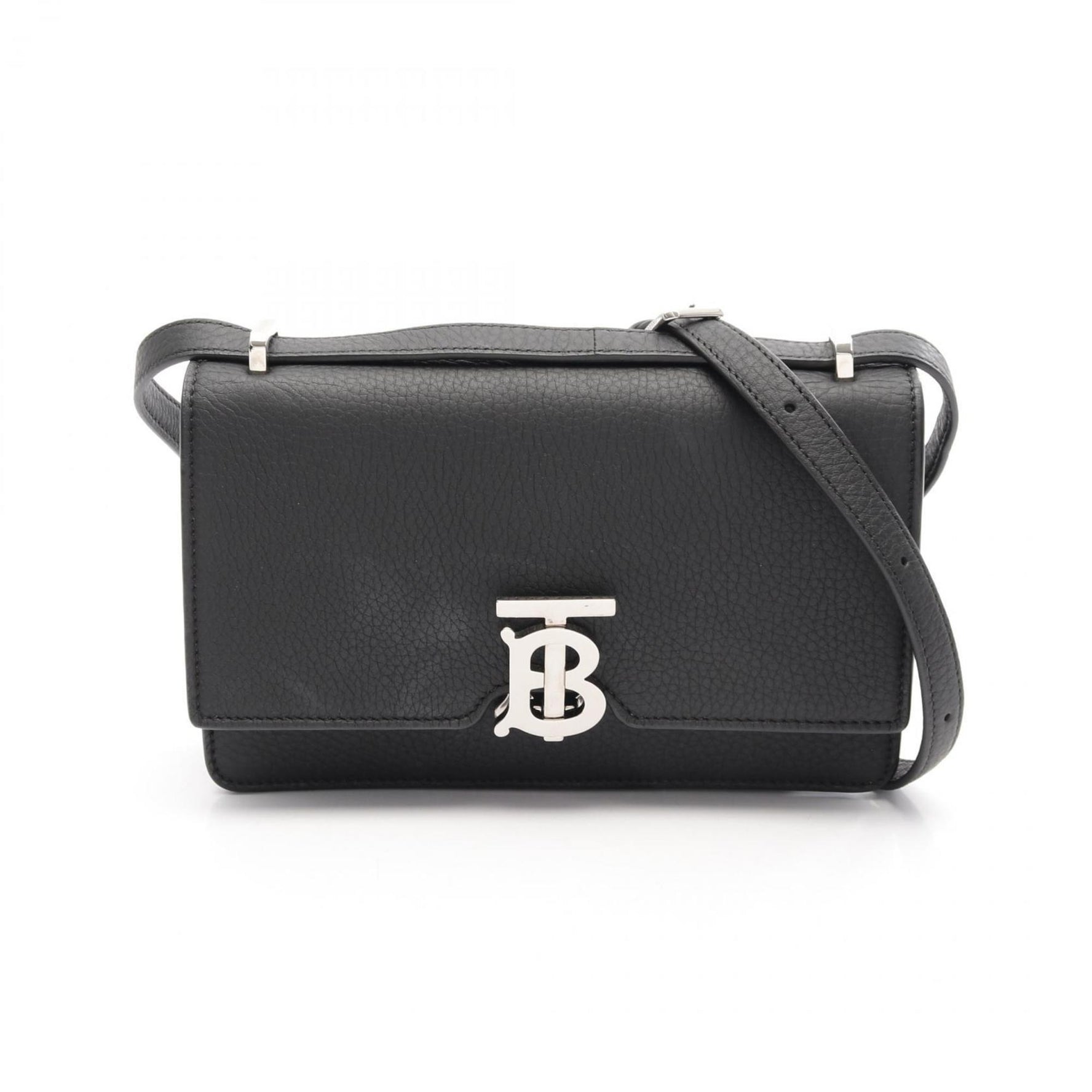 Burberry TB Shoulder Bag Leather Women's Black