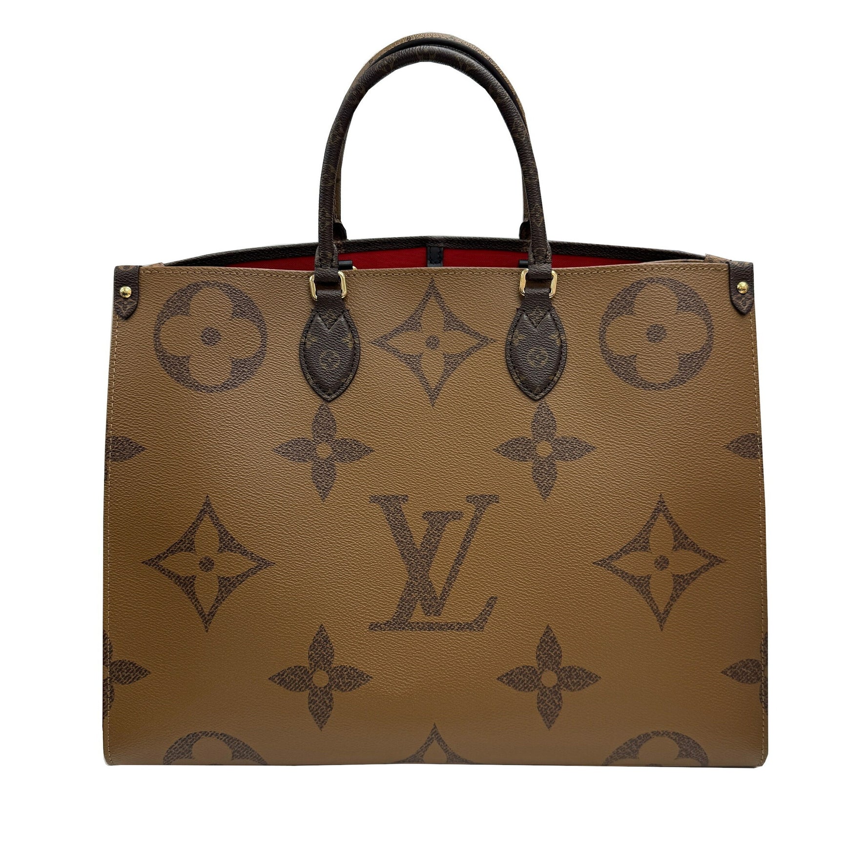 LOUIS VUITTON Monogram Giant Reverse On-the-Go GM Brown Men's RFID Tote Bag