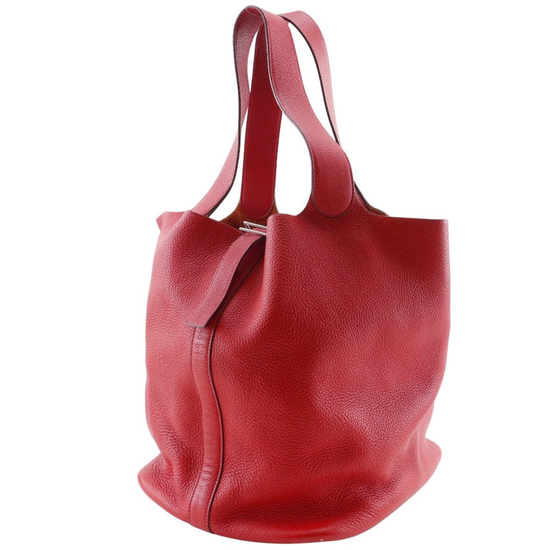 Hermes Hermès Picotin TGM Tote Bag, Taurillon Clemence Leather, 2005, Red, with Belt Clasp