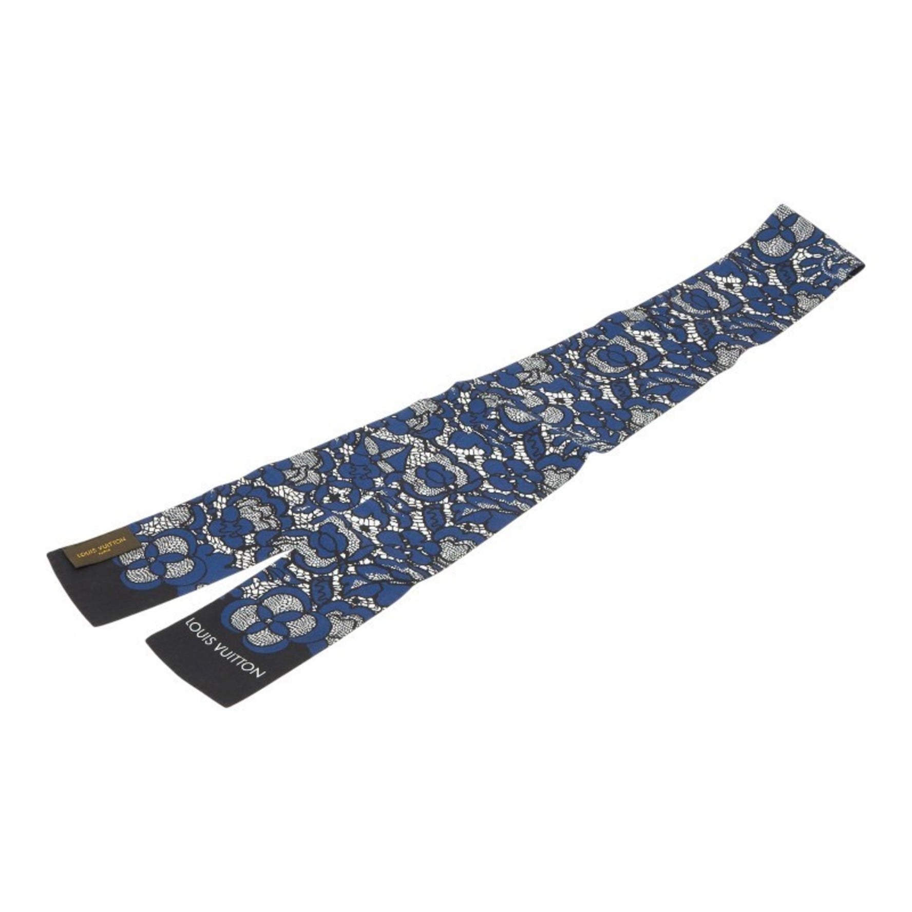Louis Vuitton floral print bandeau scarf in navy and multicolored silk .