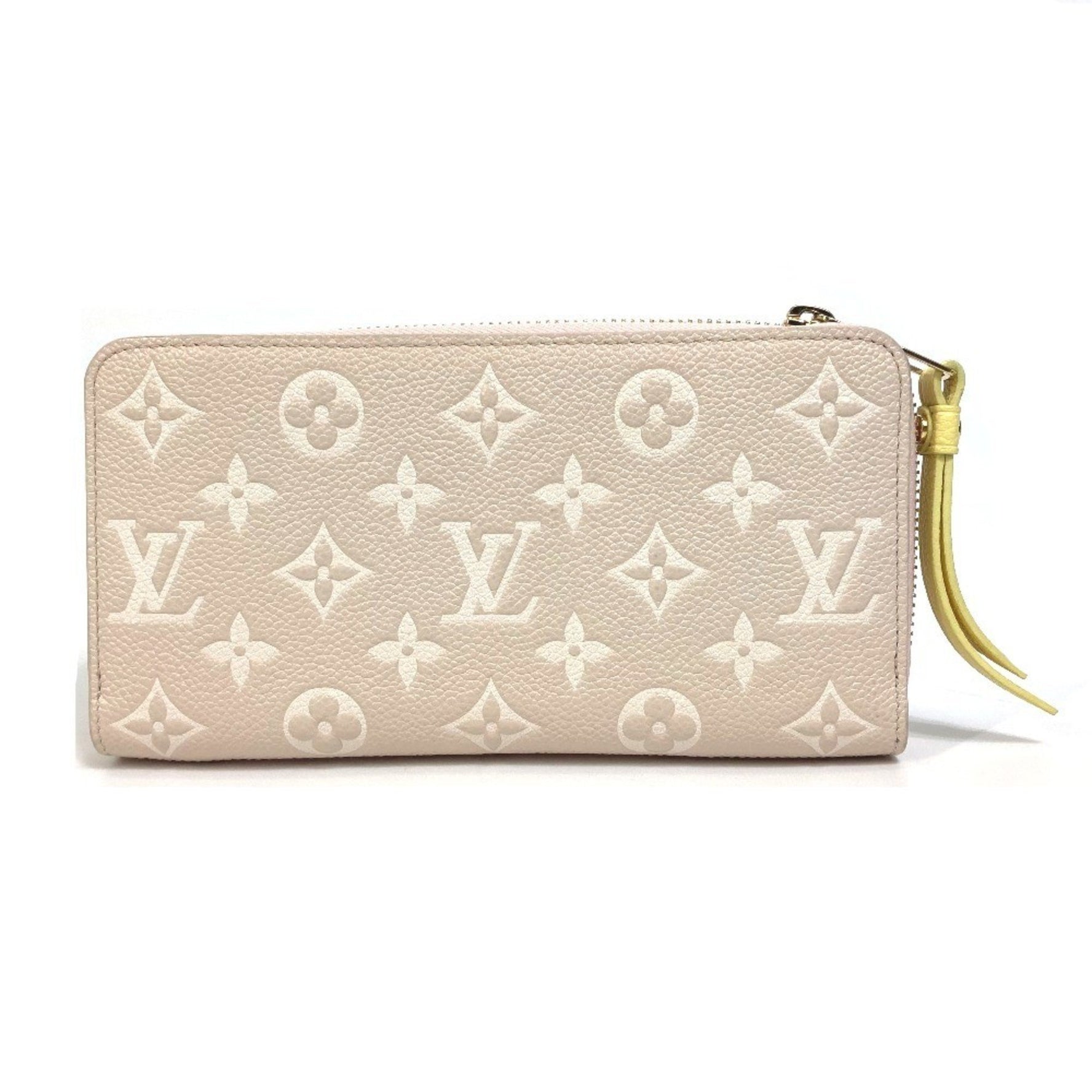 Louis Vuitton Monogram Empreinte Zippy Wallet, Round Zipper Long Leather, Pink x Beige Yellow