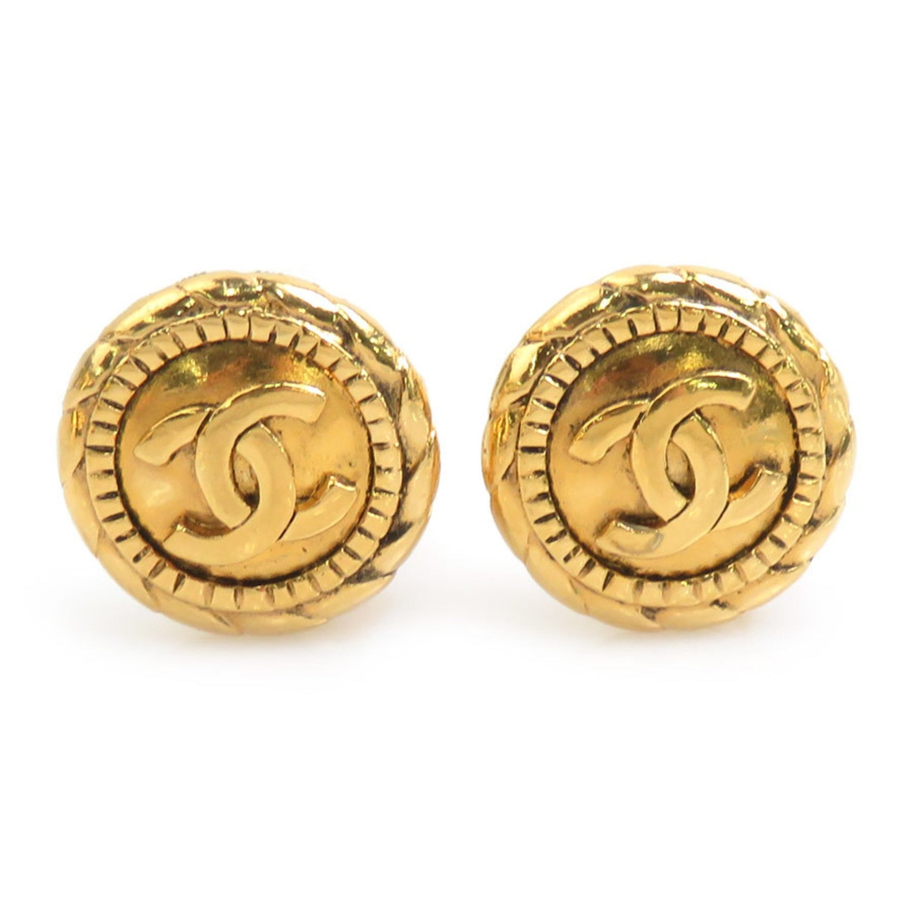 CHANEL Coco Mark Metal Gold Earrings for Women e60784n