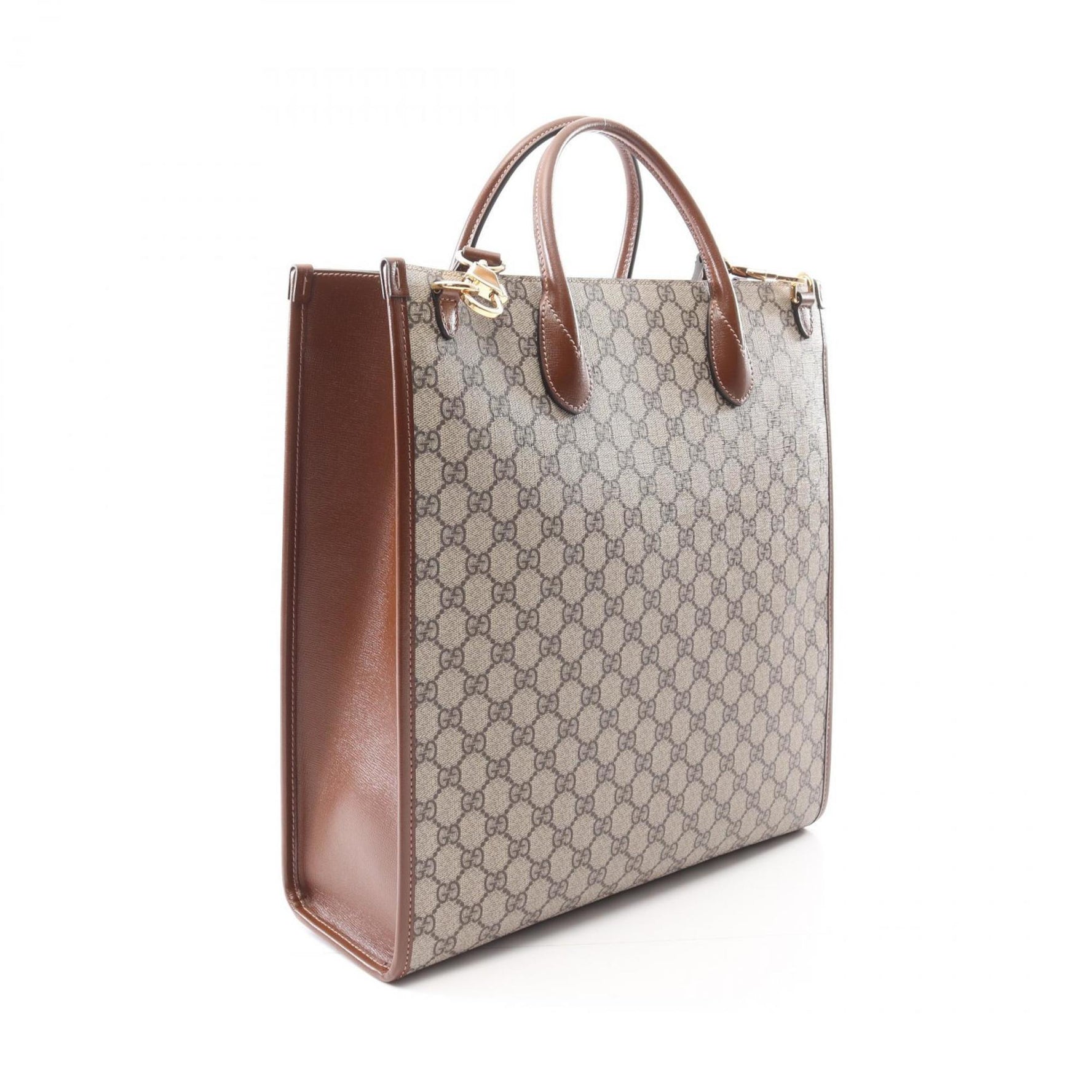 Gucci Interlocking G Medium Tote Bag, GG Supreme, Coated Canvas and Leather, Men's Beige Brown