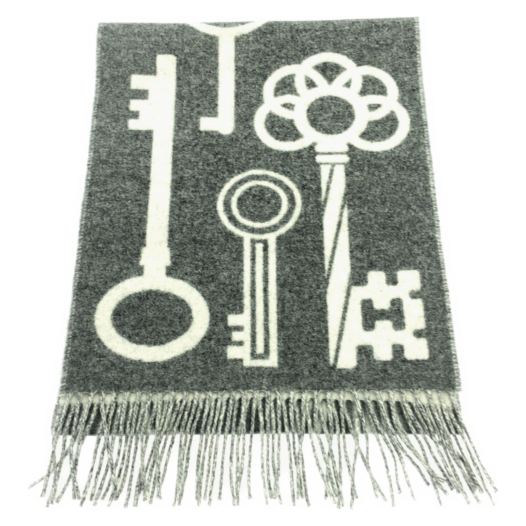 HERMES Scarf Clothing Cashmere Men Women Grey