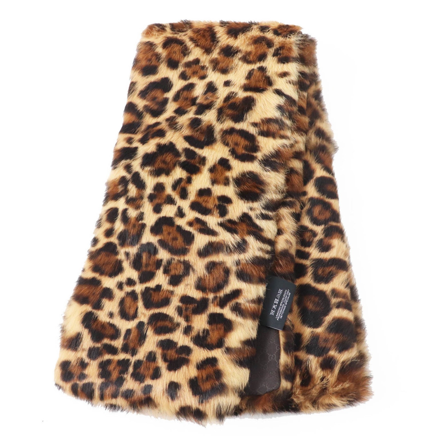 GUCCI Lapin Fur Leopard Print Shawl/Scarf with 100% Silk Lining and GG Pattern, Authentic
