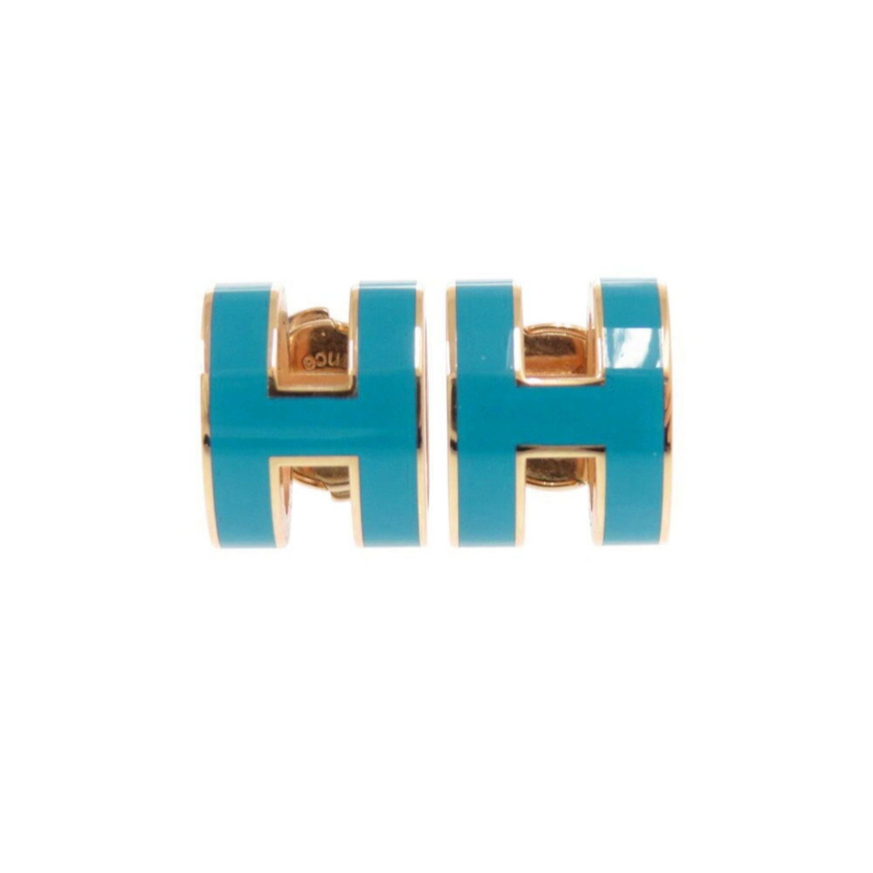 Hermes Pop H Metal Blue Earrings