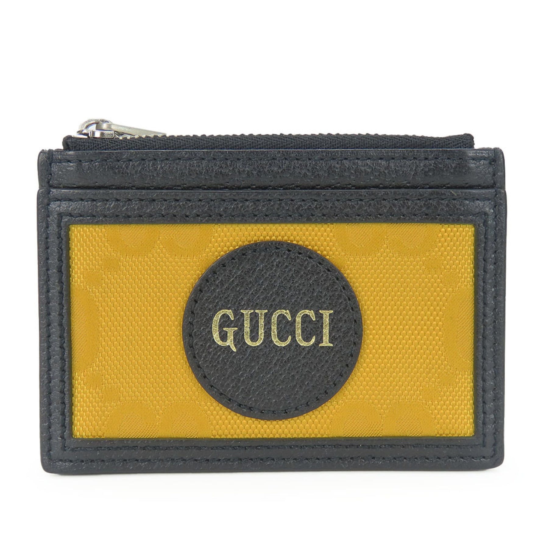 Gucci Wallet/Coin Case Off the Grid Leather GG Nylon Yellow Black Business Card Holder/Card Accessories