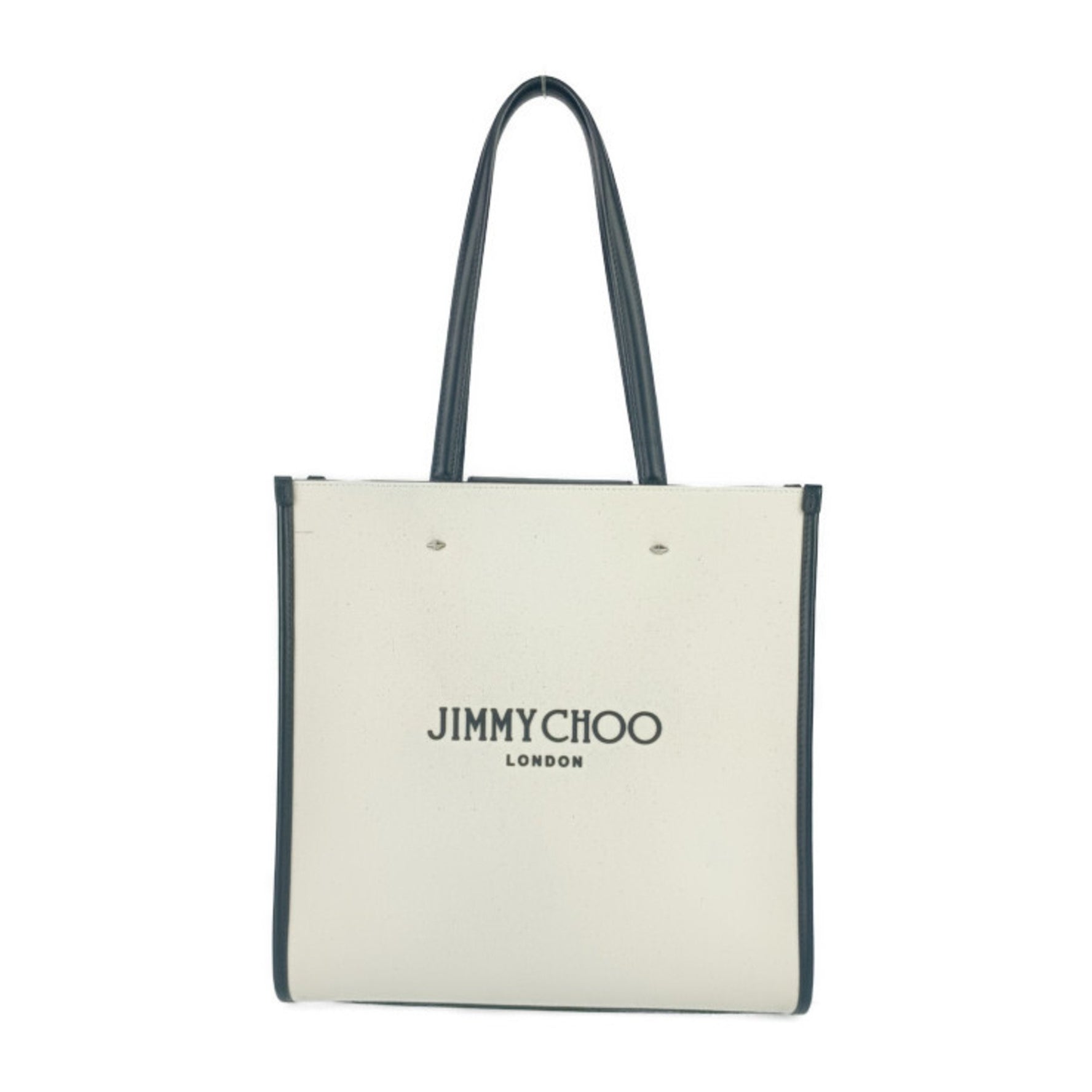 Jimmy Choo Tote Bag N S M - Natural Black Canvas Leather Shoulder