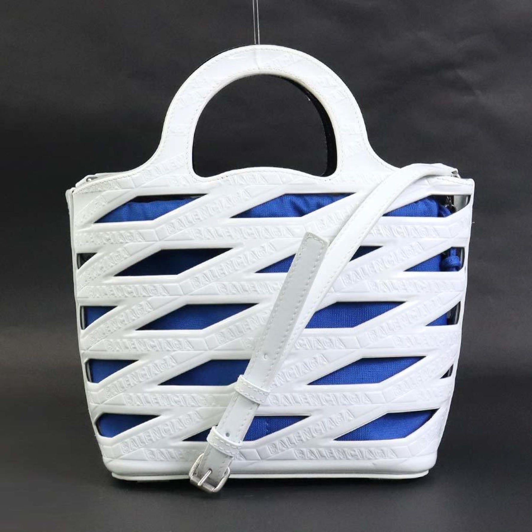 Balenciaga BALENCIAGA handbag diagonal shoulder bag patent leather white ladies