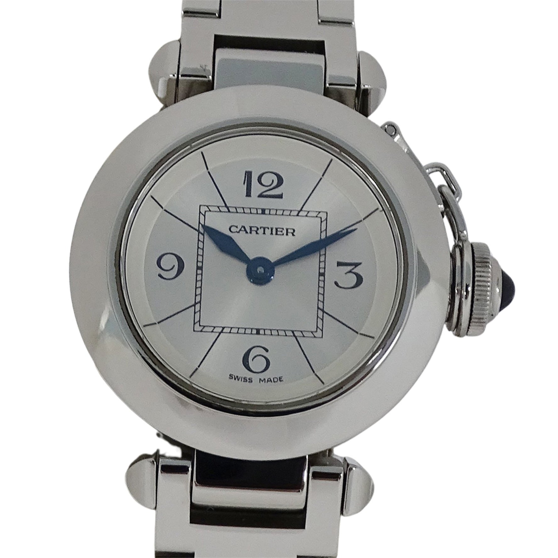 Cartier Miss Pasha Quartz Watch QZ Stainless Steel, Silver, Round, Polished