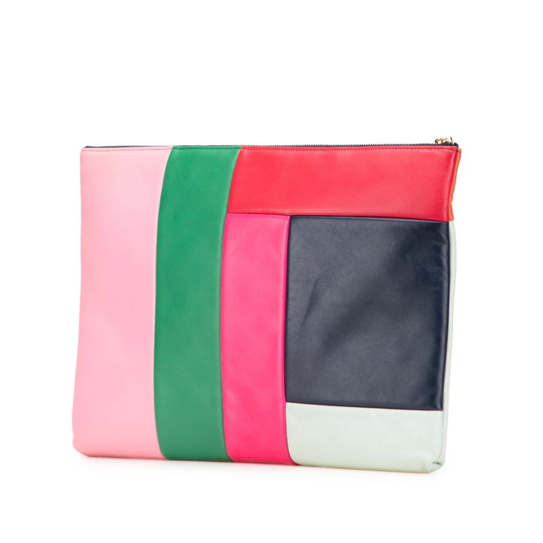 CHANEL 2015 Coco Mark Color Block Clutch Bag in Multicolored Black Lambskin