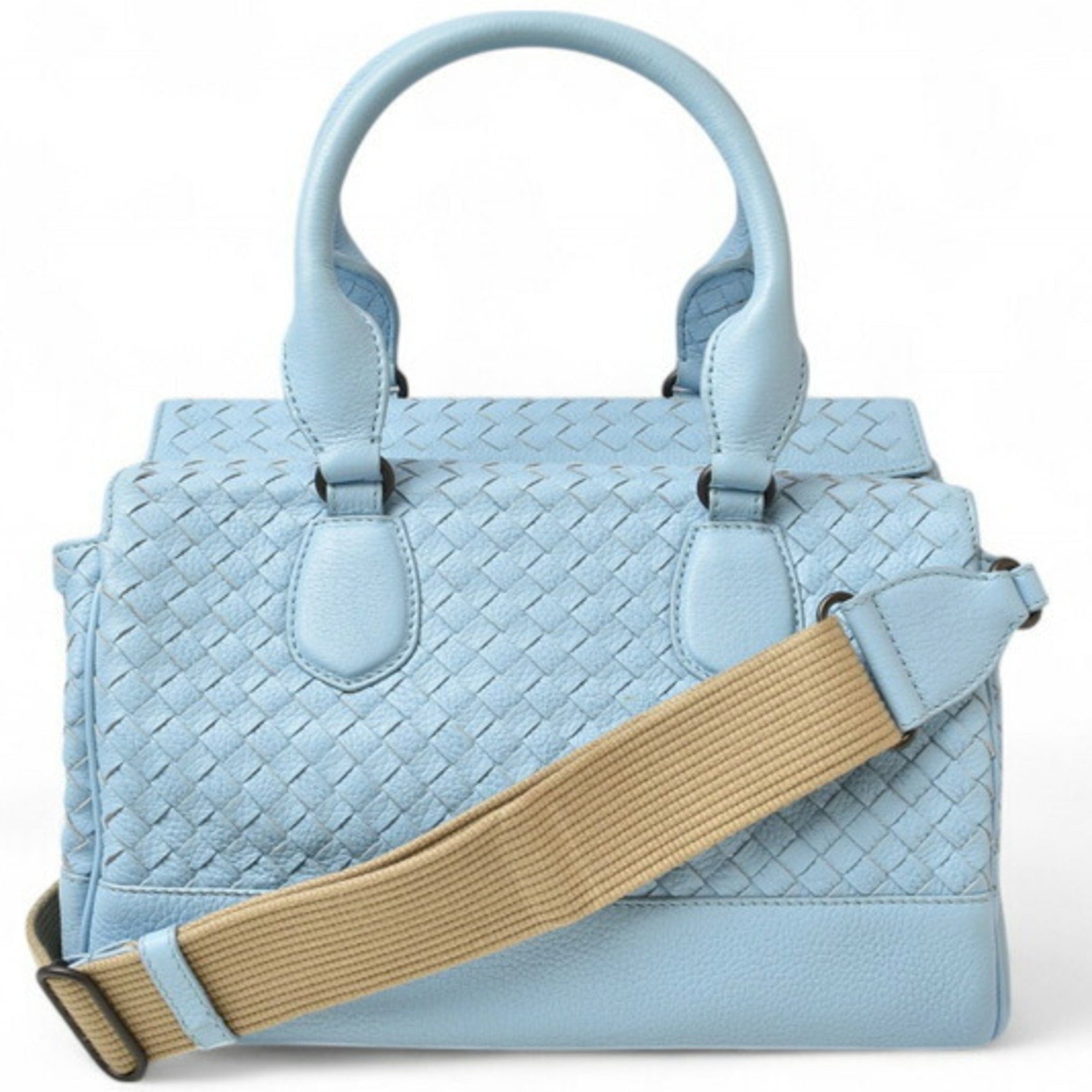 Bottega Veneta Mini Boston Shoulder Bag BOTTEGA VENETA Intrecciato Sky Blue