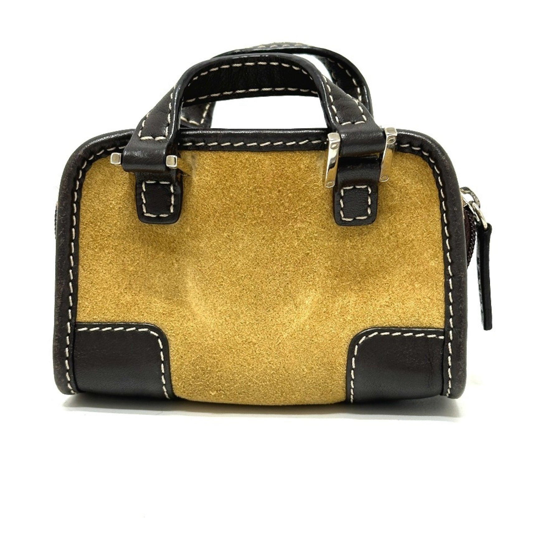 LOEWE Amazona Micro Mini Pouch Keychain Handbag Suede Beige