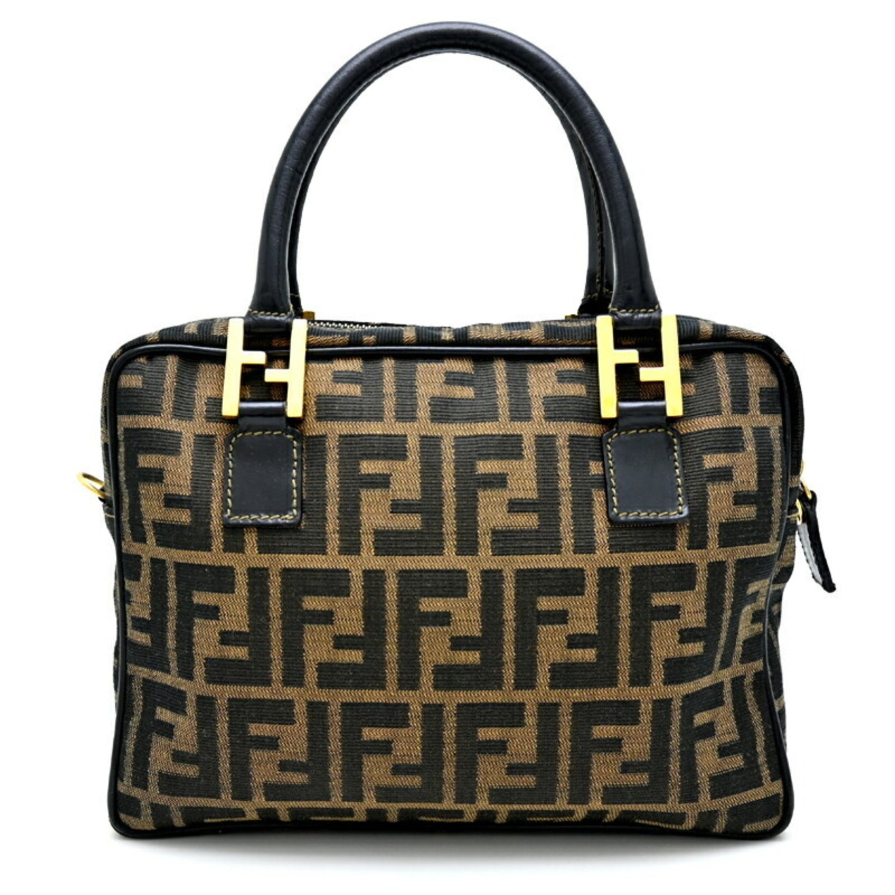 Fendi Zucca FF Handbag Jacquard/Leather Khaki/Brown