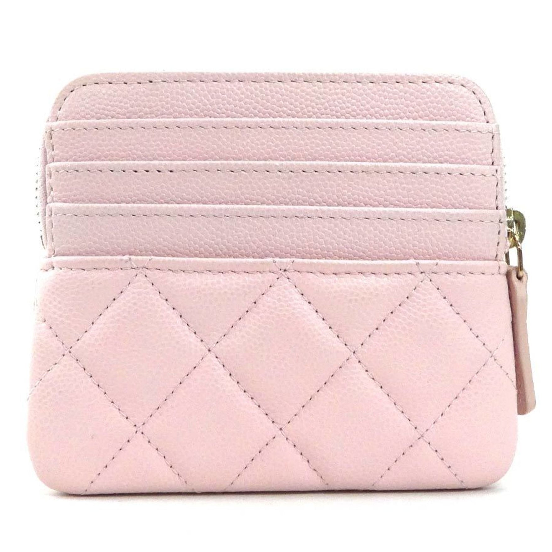 CHANEL Wallet/Coin Case Chanel 19 Zip Caviar Skin Leather Light Pink Women's 90000g
