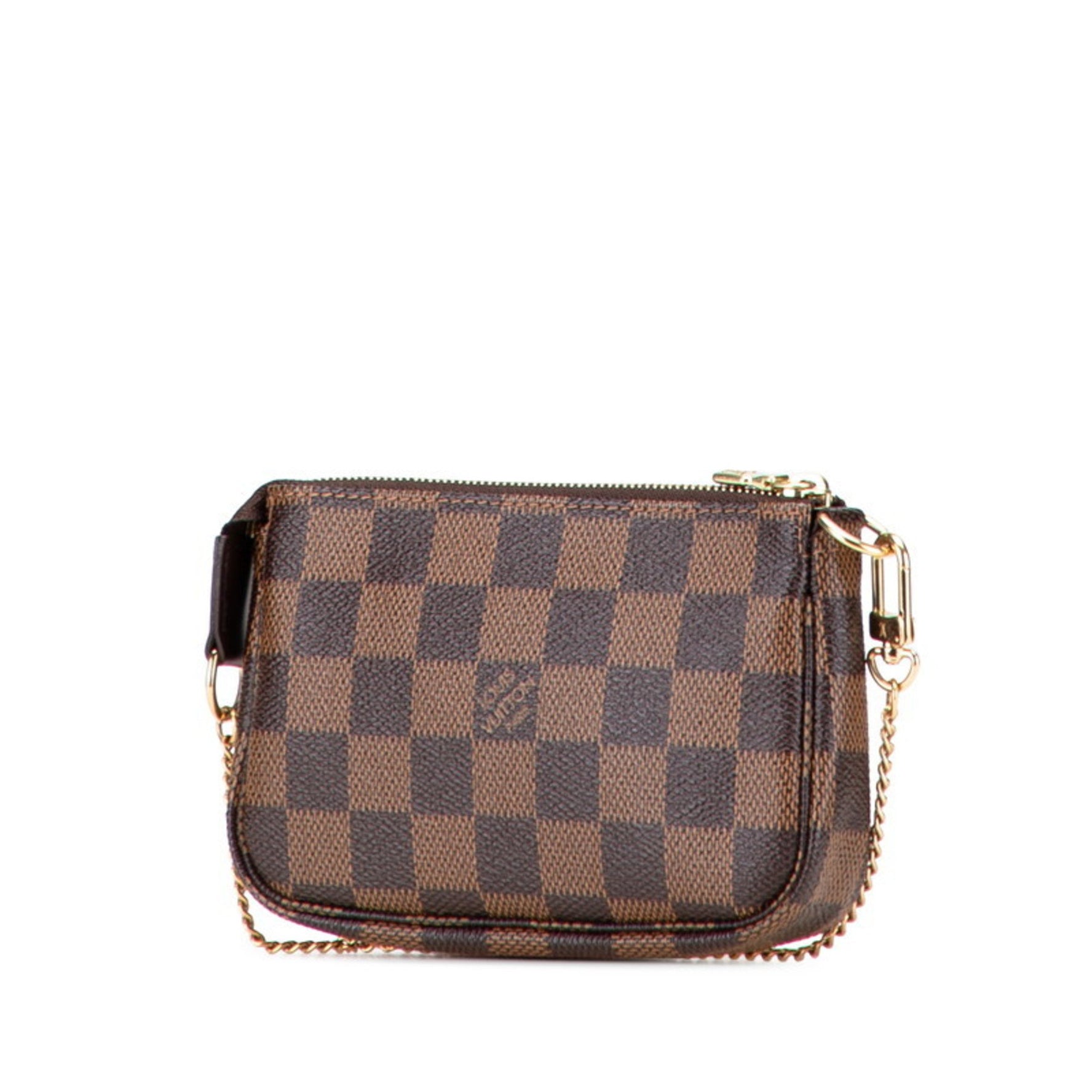 Louis Vuitton Damier Mini Pochette Accessoires T&B Pouch Handbag Brown and Red Leather LOUIS VUITTON