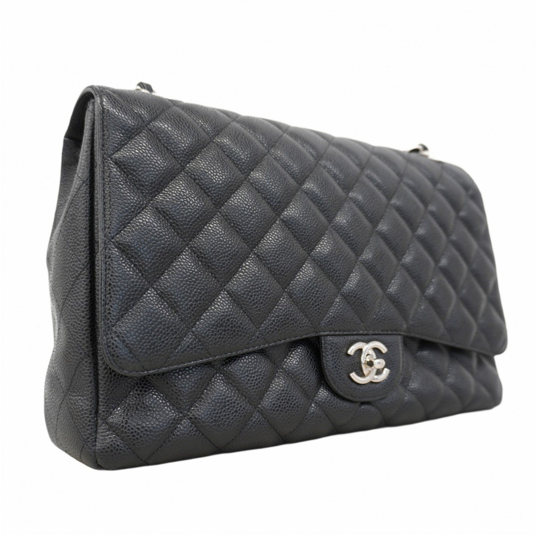 Chanel Shoulder Bag, Large Matelasse, Double Chain, Caviar Skin
