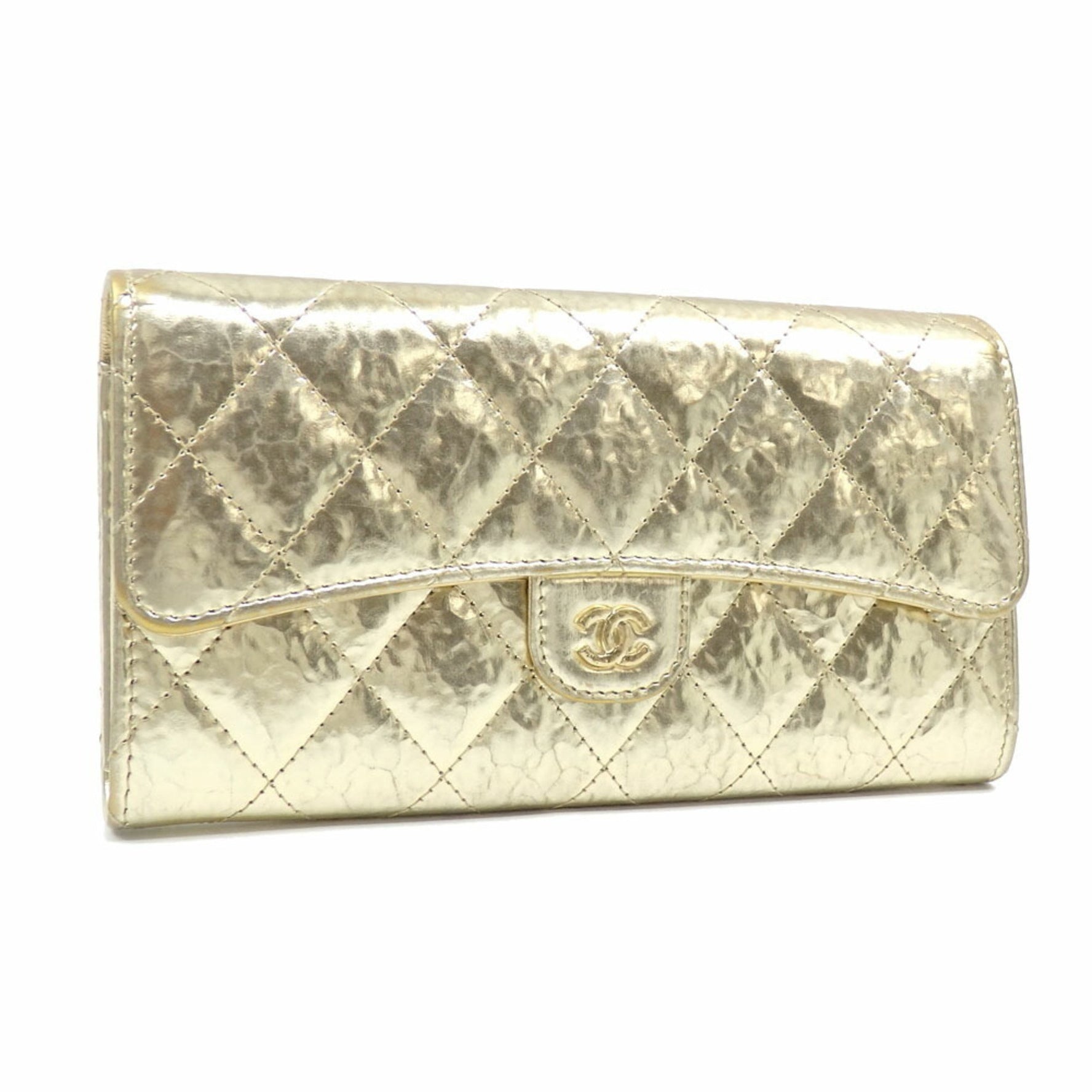 Chanel Matelasse Bifold Long Wallet Calf Leather with Coco Mark