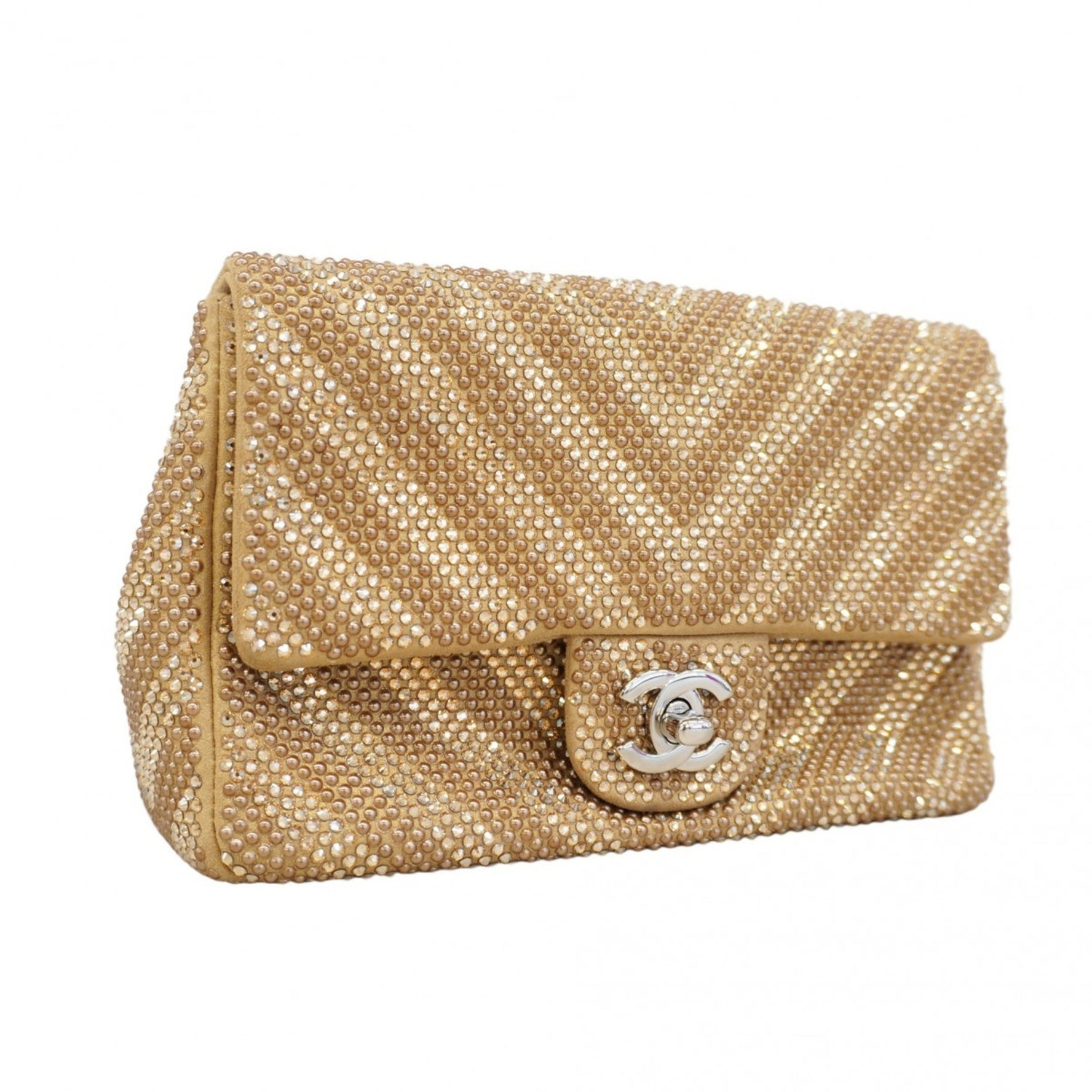 Chanel Shoulder Bag Chain Suede Stone