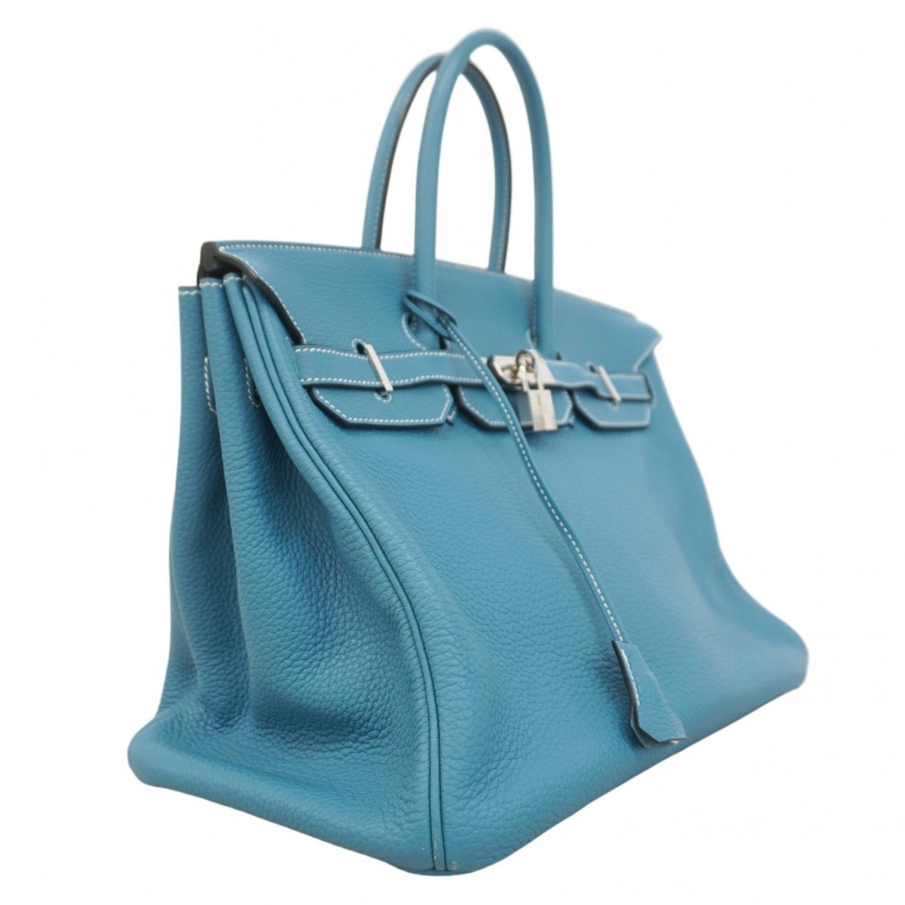 Hermes Hermès Birkin 35 Togo Blue Jean Handbag (M Stamp) for Women