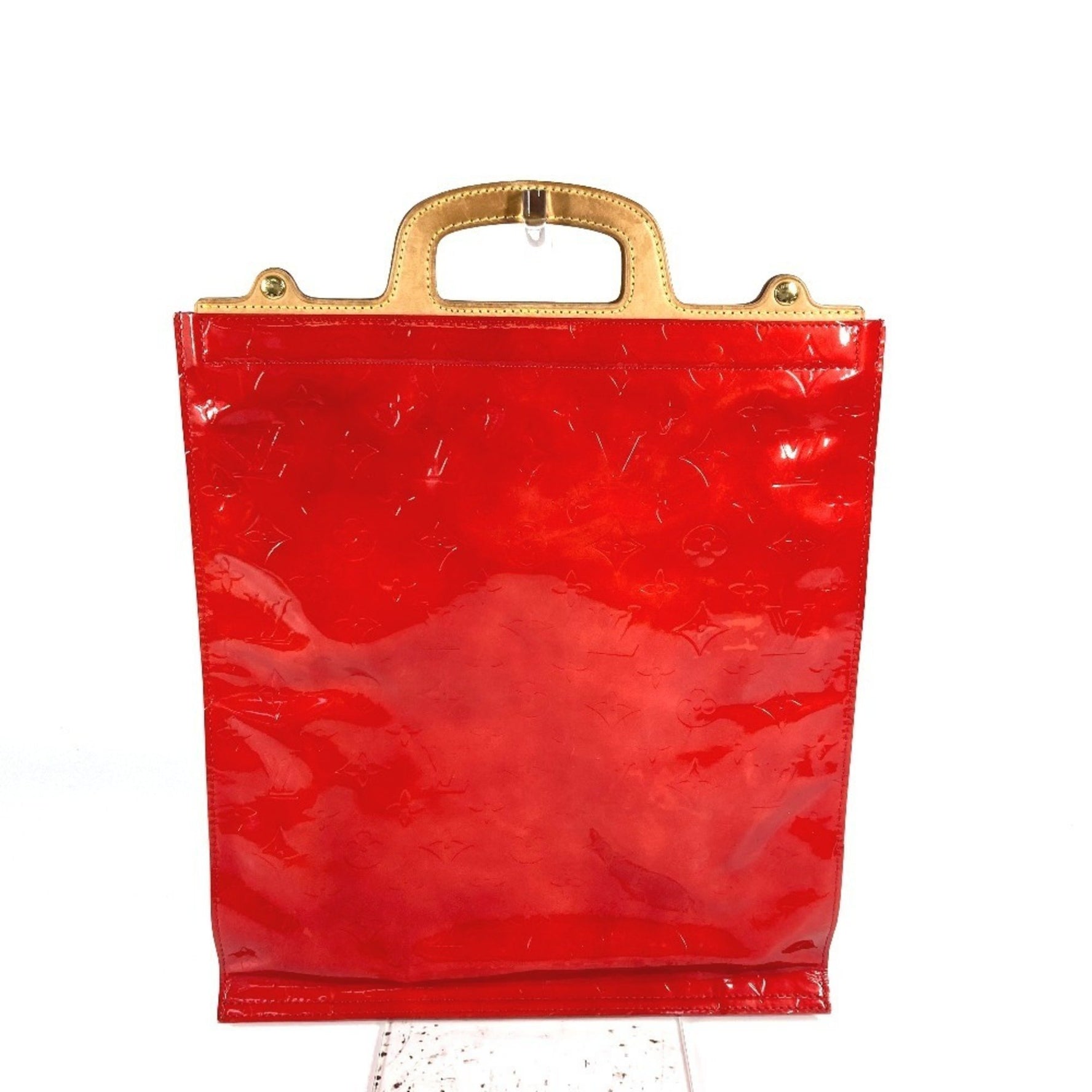 Louis Vuitton Monogram Vernis Stanton Tote Bag Vertical Handbag Red