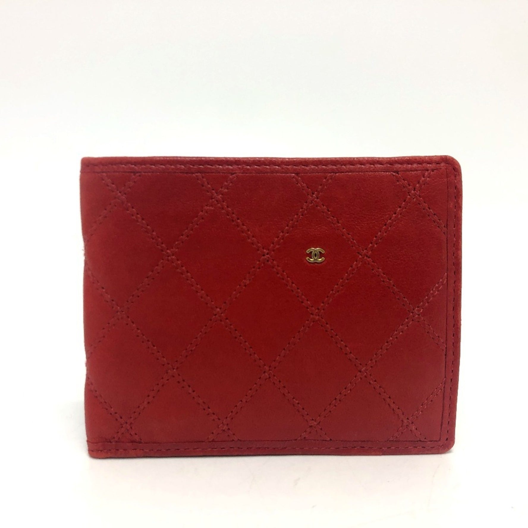 CHANEL Picolore Bi-fold Wallet, Lambskin, Women's, Red