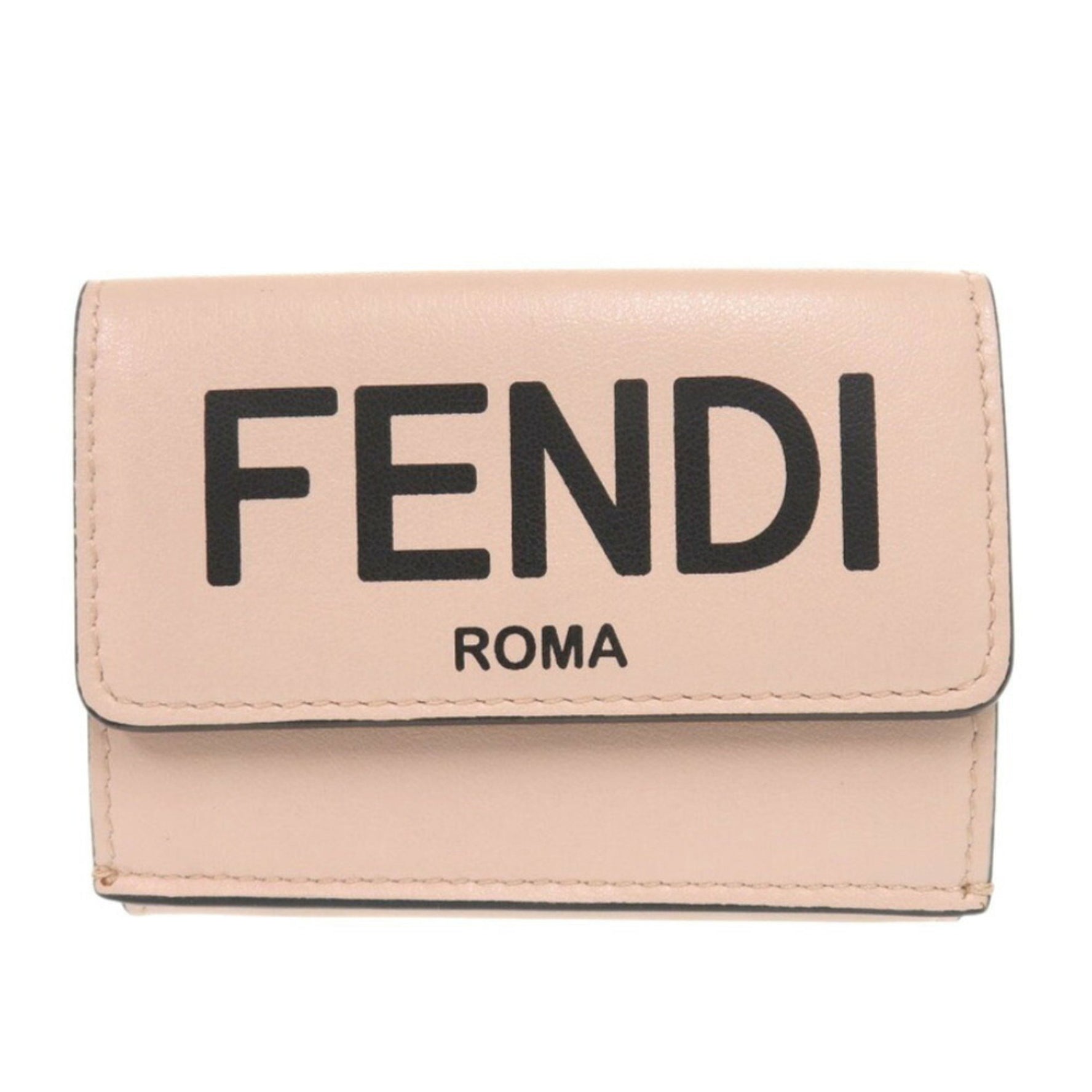 Like new Fendi Roma Micro 8M0395 Leather Pink Tri-fold Wallet 0377FENDI