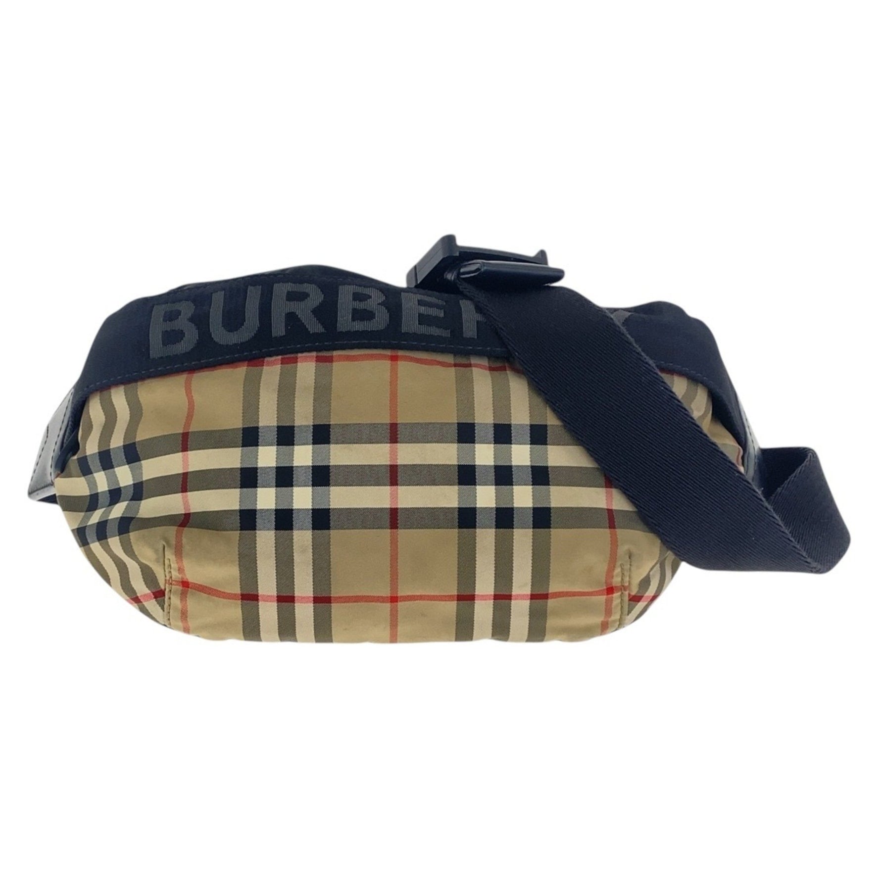 BURBERRY Check pattern beige black nylon body bag bum unisex ladies