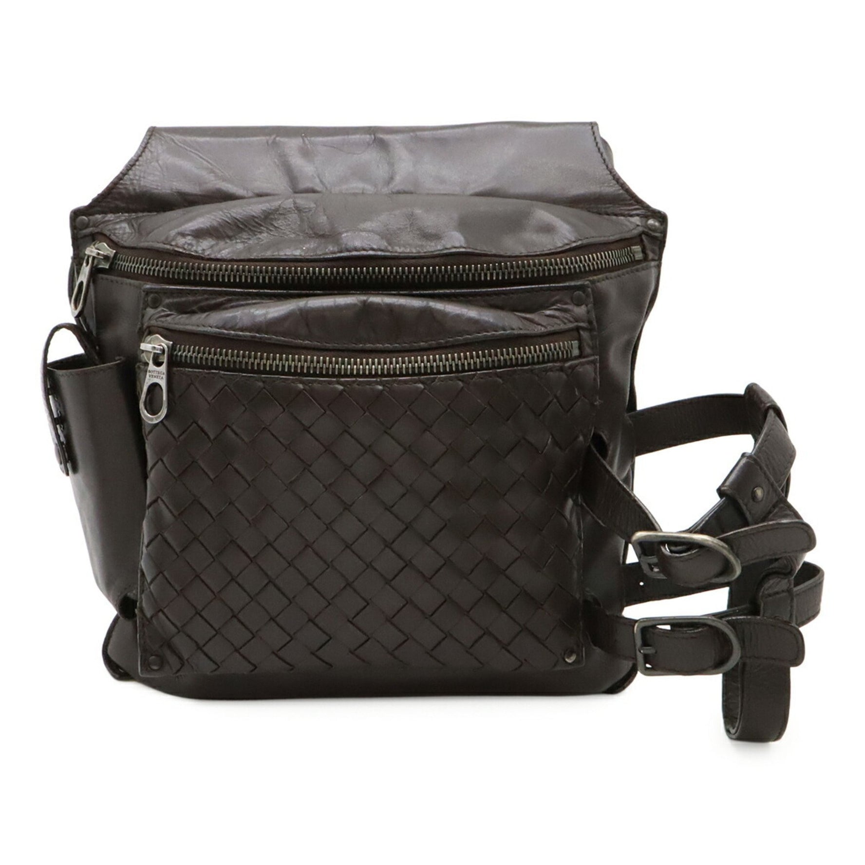 BOTTEGA VENETA Intrecciato Waist Bag/Body Bag in Dark Brown Leather