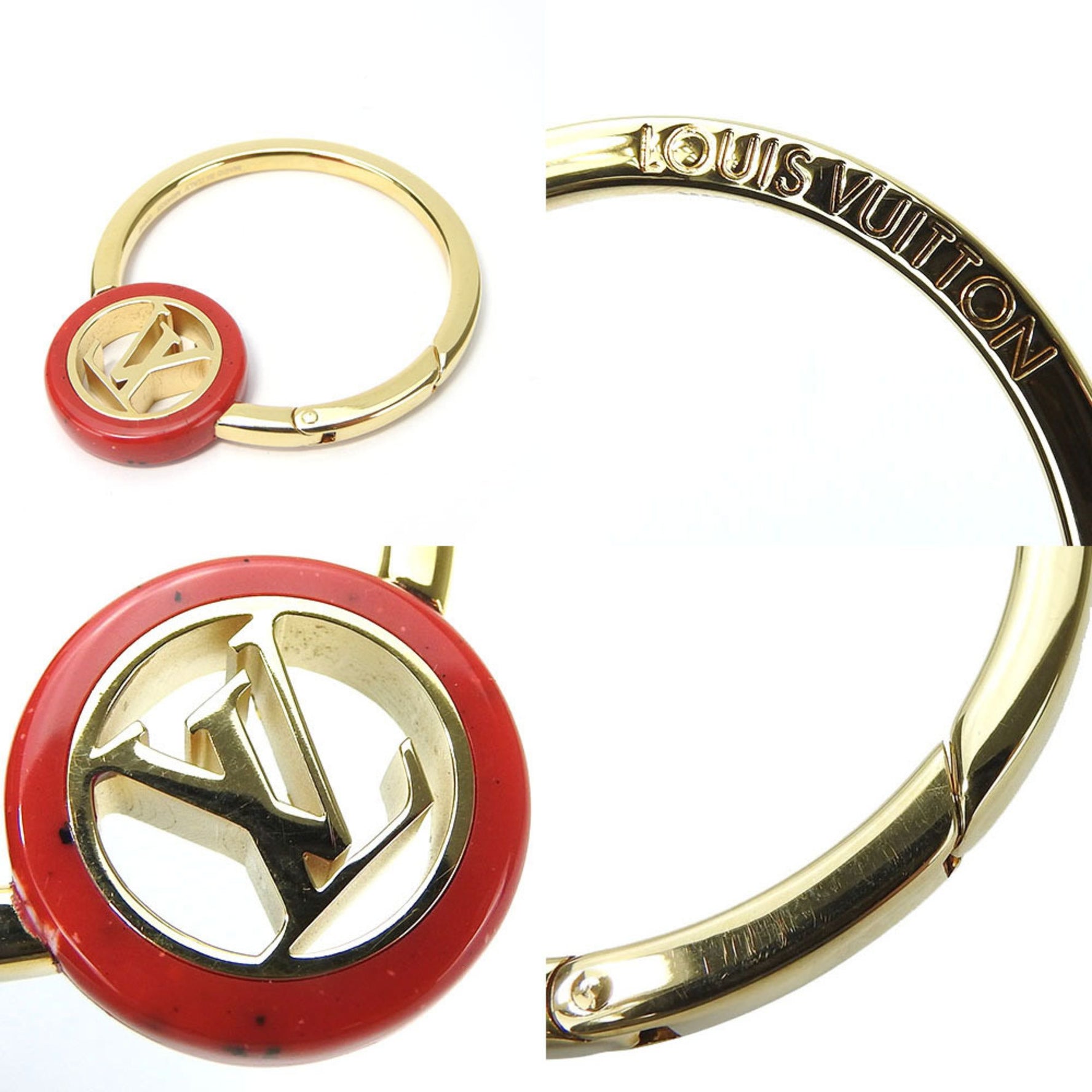 Louis Vuitton Keyring Metal Gold Red |