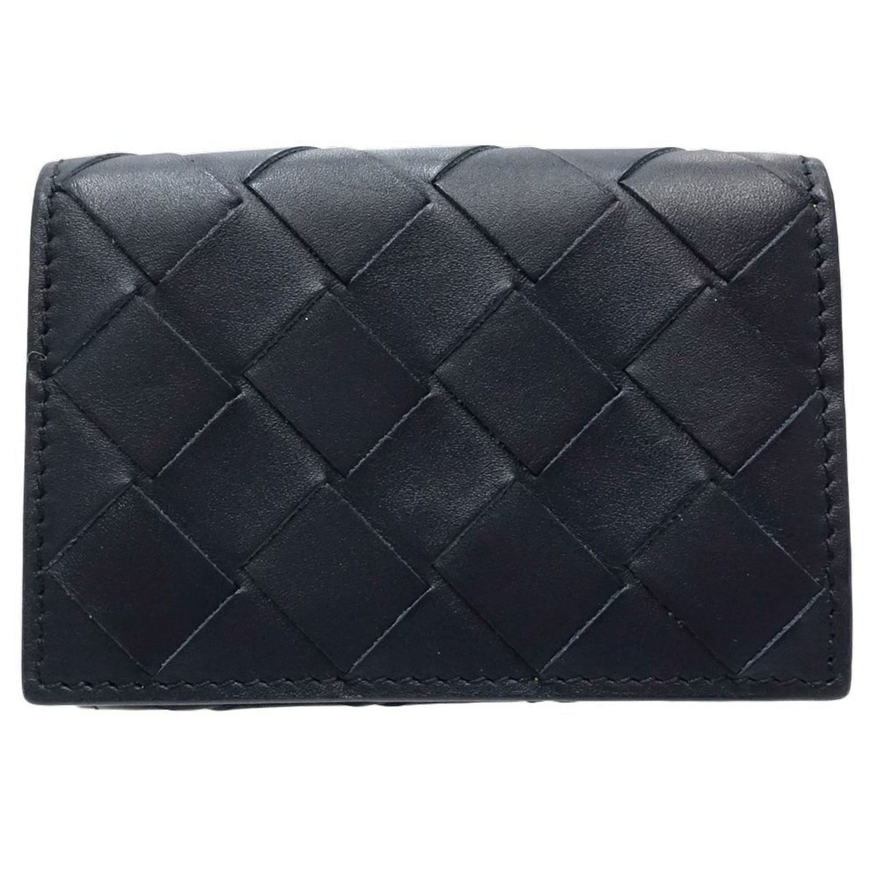 BOTTEGAVENETA Bottega Veneta Tri-fold Wallet Intrecciato Tiny Leather Navy Yellow