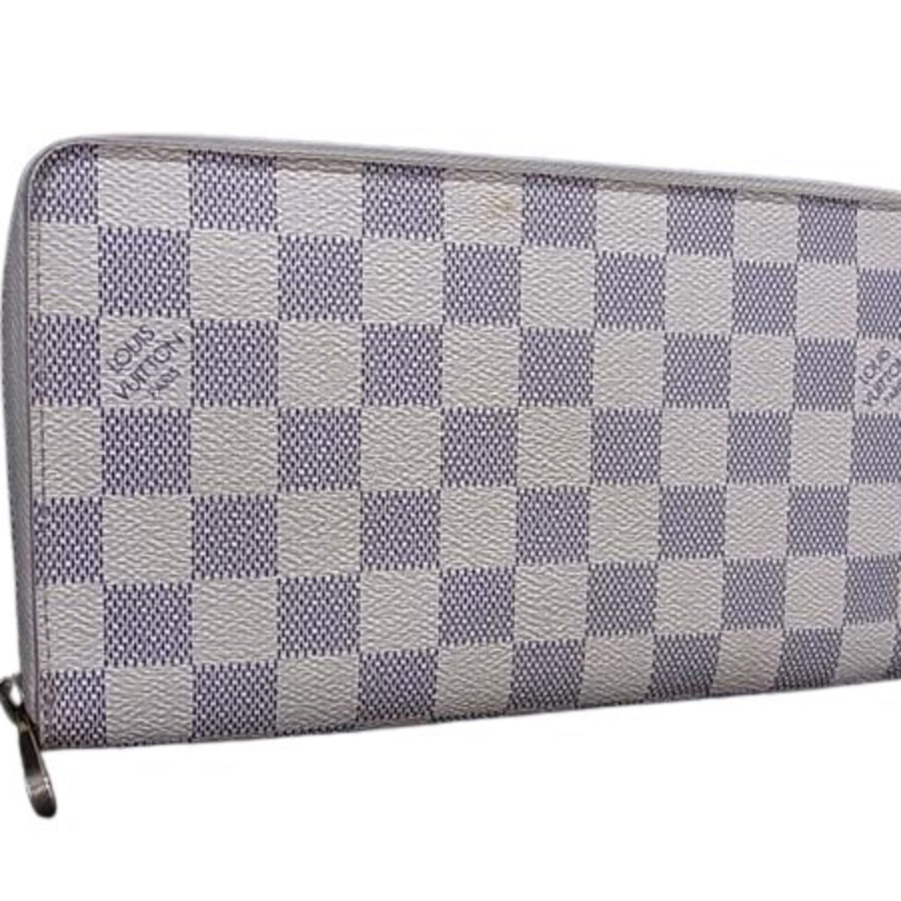 LOUIS VUITTON Damier Azur Zippy Organizer Wallet N60012 Azure Leather Round Long for Men and Women